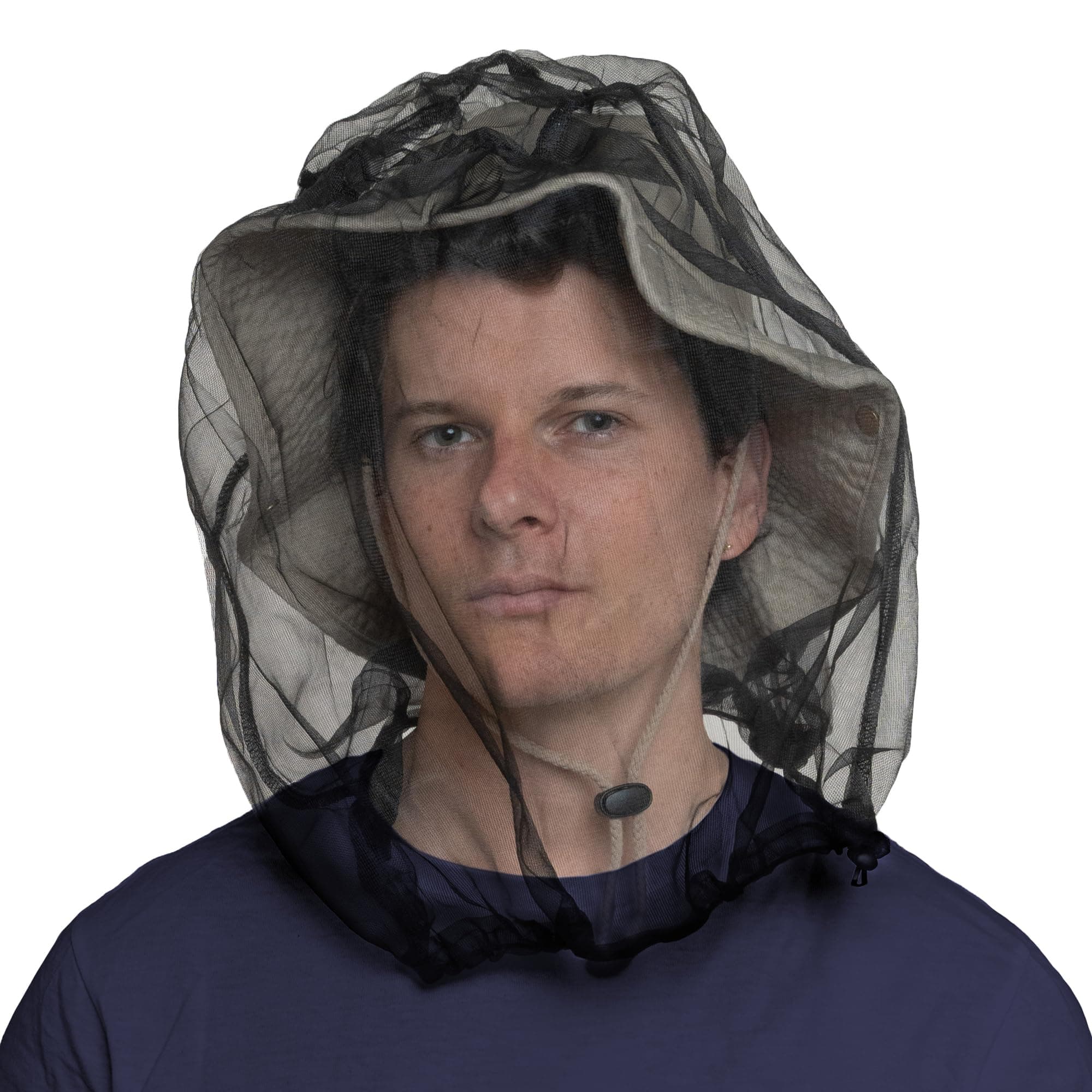 Mosquito Head Net - Bug Face Netting for Hats with Extra Fine Mesh/Fly Screen Holes - Ultimate Outdoor Protection from Bugs, No-See-Ums & Midges. Chemical Free. Includes Free Carry Pouch. OSFM Black