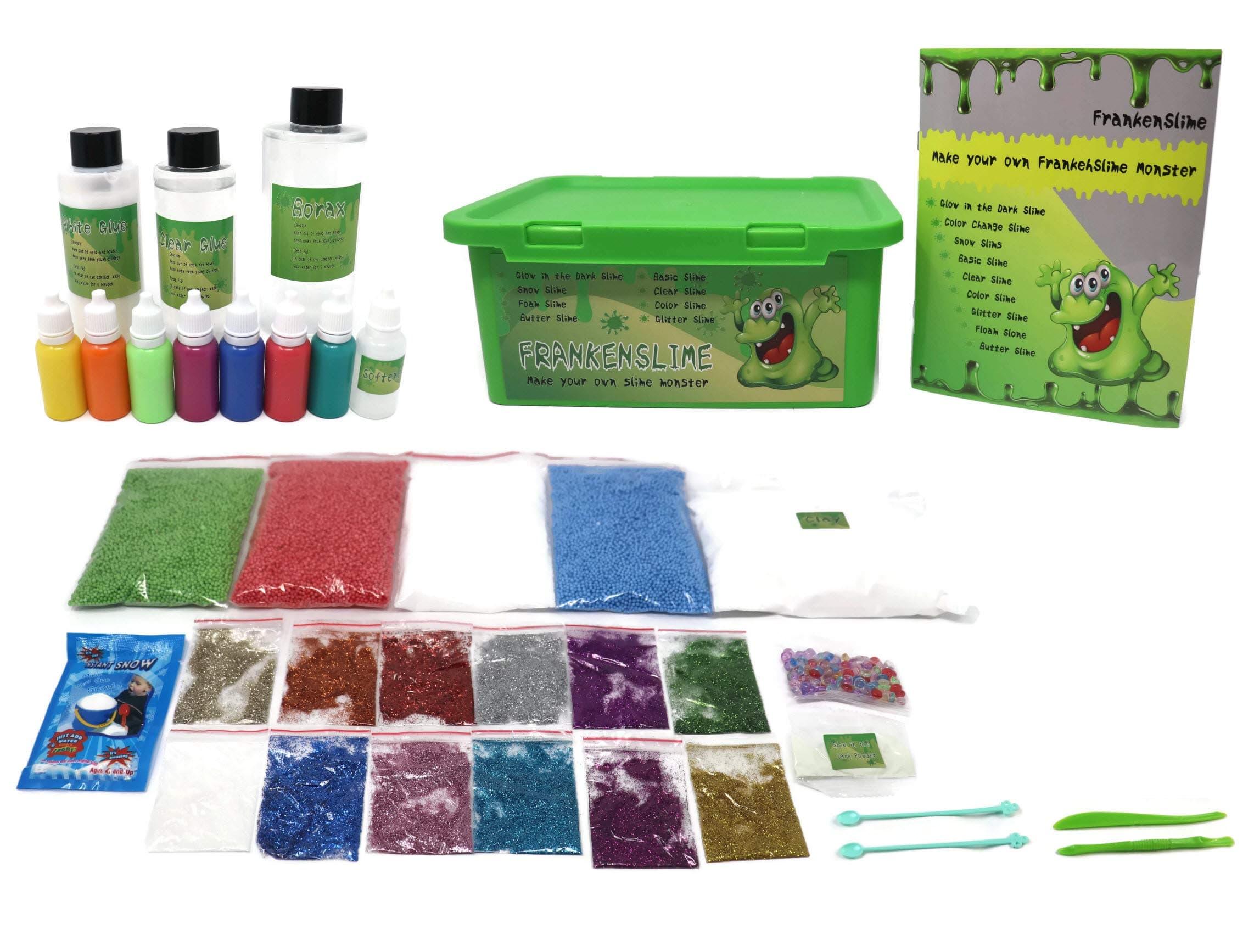 Frankenslime Ultimate DIY Making Slime Kit Supply - Fun Art Science Experiments - Includes Glitter Beads Glue Foam Containers - The Ultimate Slime Lab for Boys and Girls