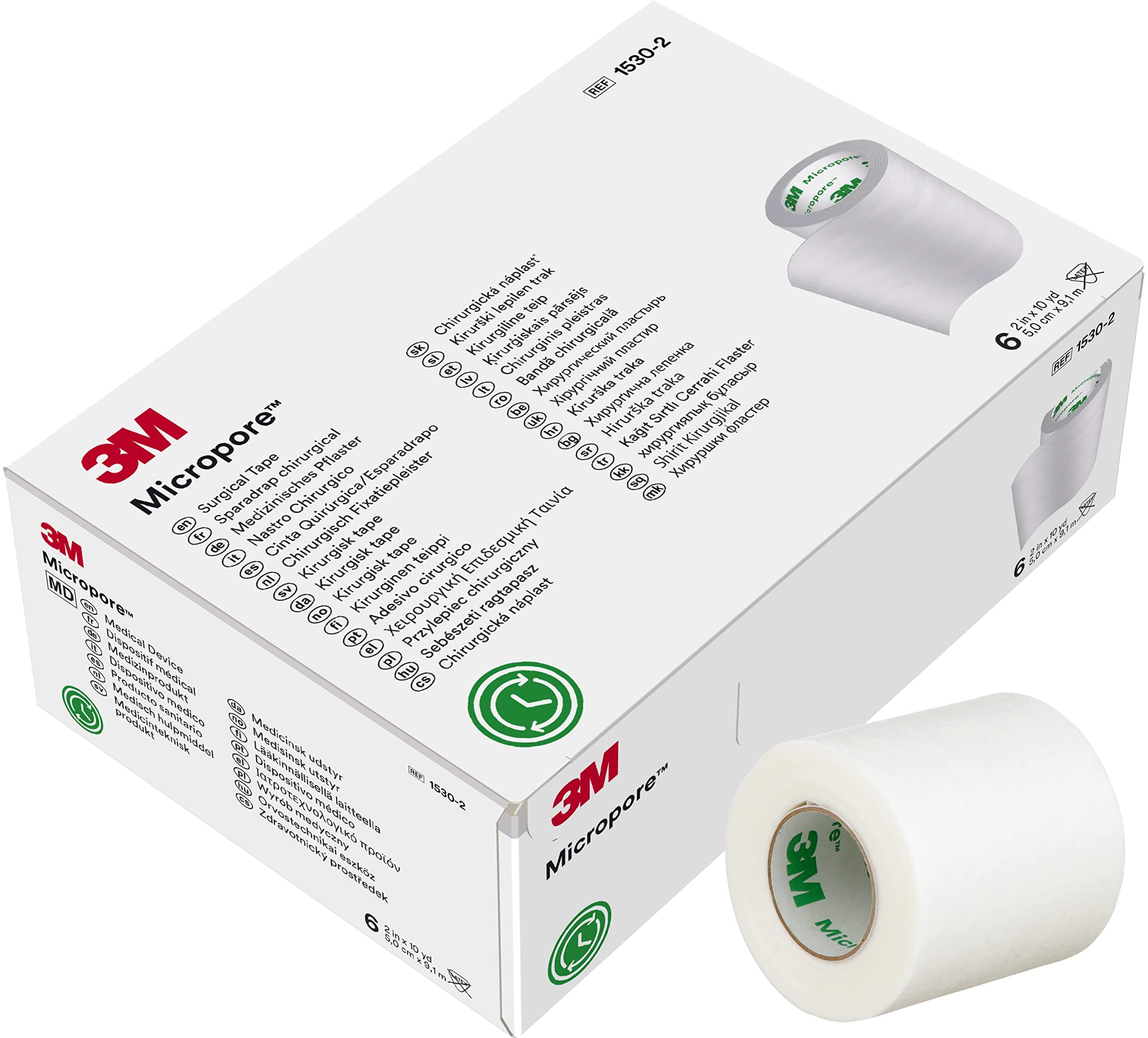 Micropore 3M Tape 1530-2, 6 Rolls