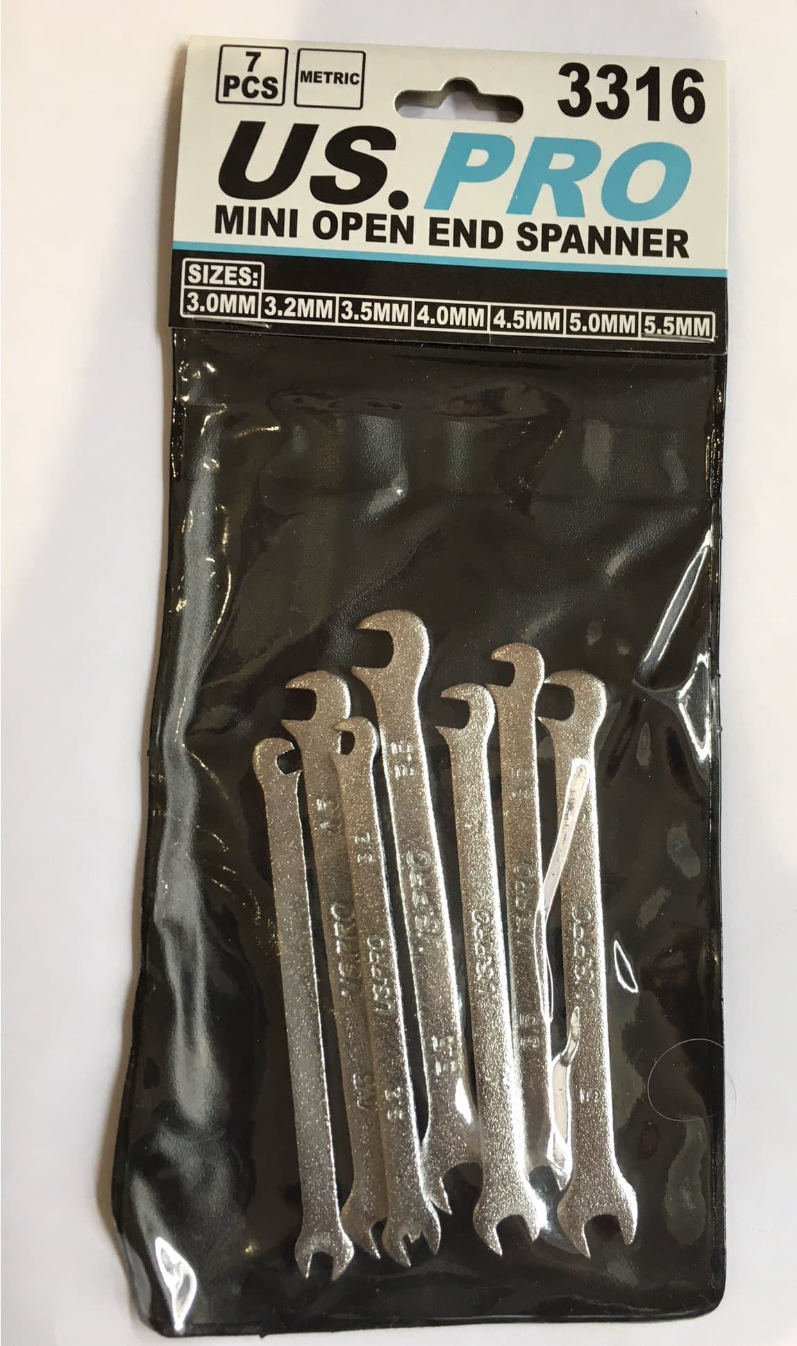 US Pro Bergen Professional 7 Piece Miniature OPen End Spanner Set