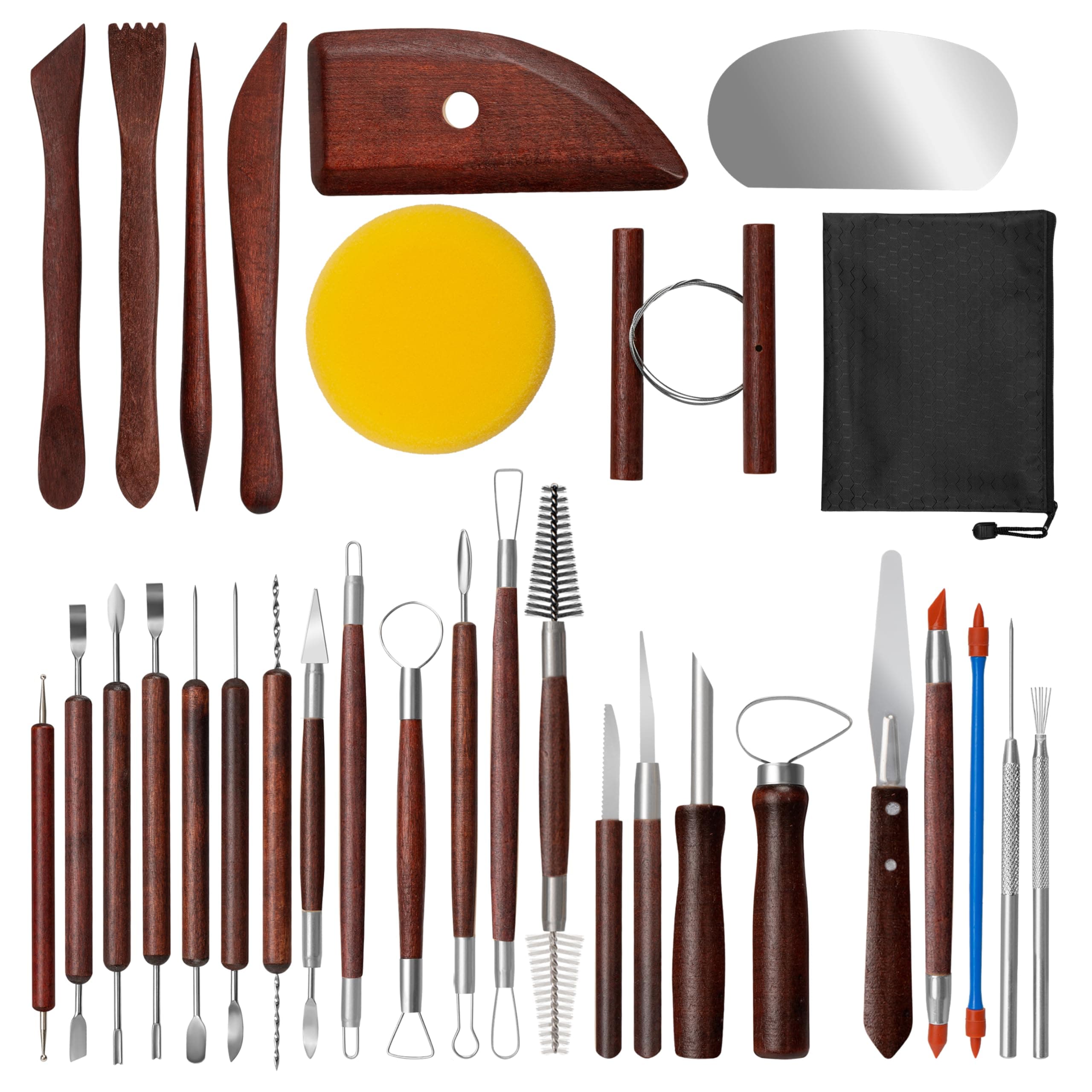 Amrules Clay Tools Kit, 31 PCS Red Pottery Tools, Practical Polymer Clay Scul...