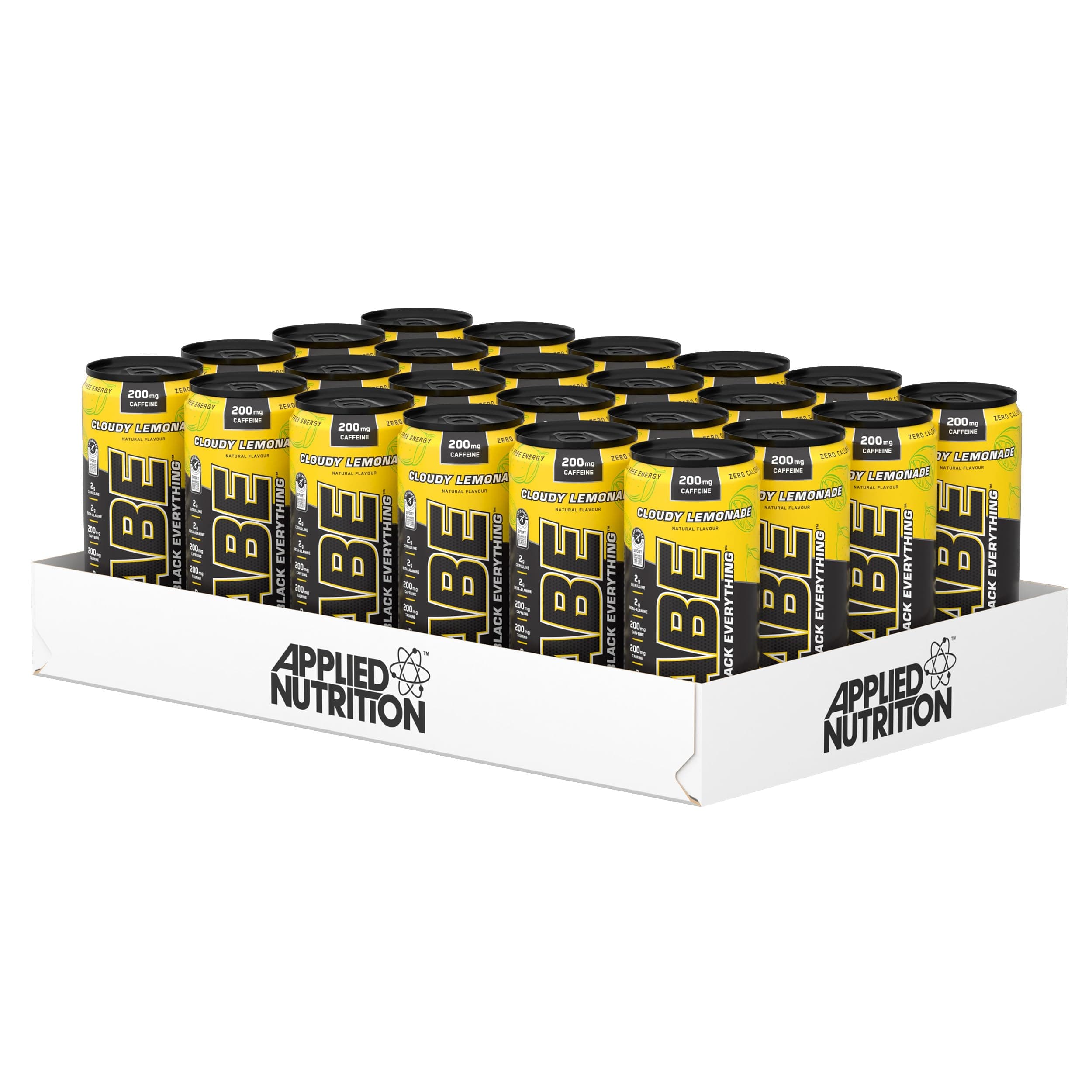 Applied Nutrition ABE Pre Workout Cans - All Black Everything Energy + Performance Drink, ABE Carbonated Beverage Sugar Free with Caffeine (Pack of 24 Cans x 330ml) (Cloudy Lemonade)