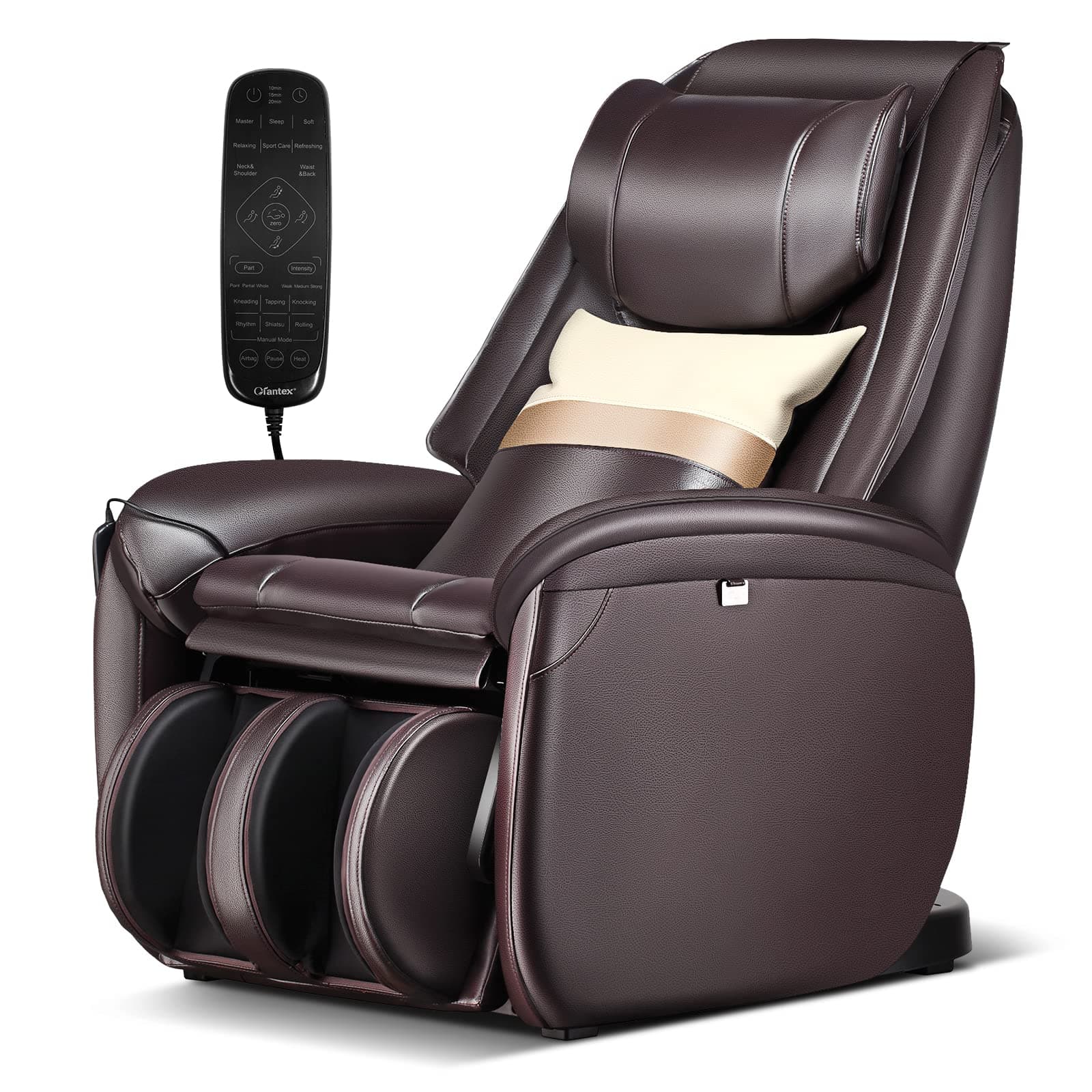 COSTWAY Massage Chair for Home, Electric Massagers Zero Gravity 3D SL Track Full Body Massage Recliner with Back Heater, Automatic Shoulder Detection, Airbag and Pillow, Relax Shiatsu Massager (Brown)