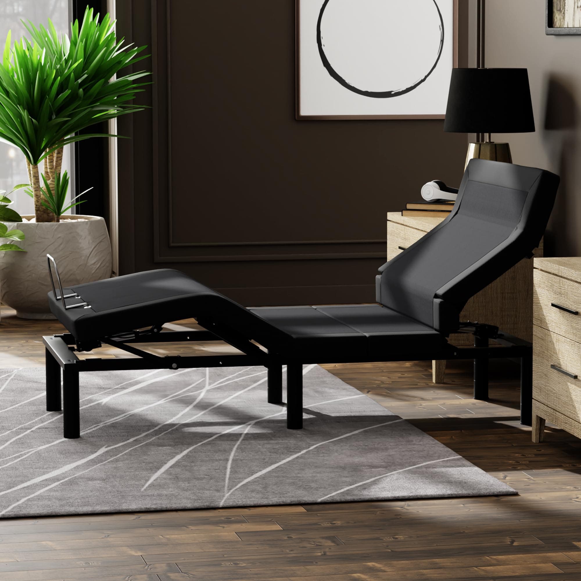 Blissful Nights e7 Lumbar Adjustable Bed Frame with Head Tilt, Massage, Zero Clearance for Storage Bases, Anti-Snore, Zero Gravity, USB Charging, Nightlight (Twin XL, Adjustable Base Only)