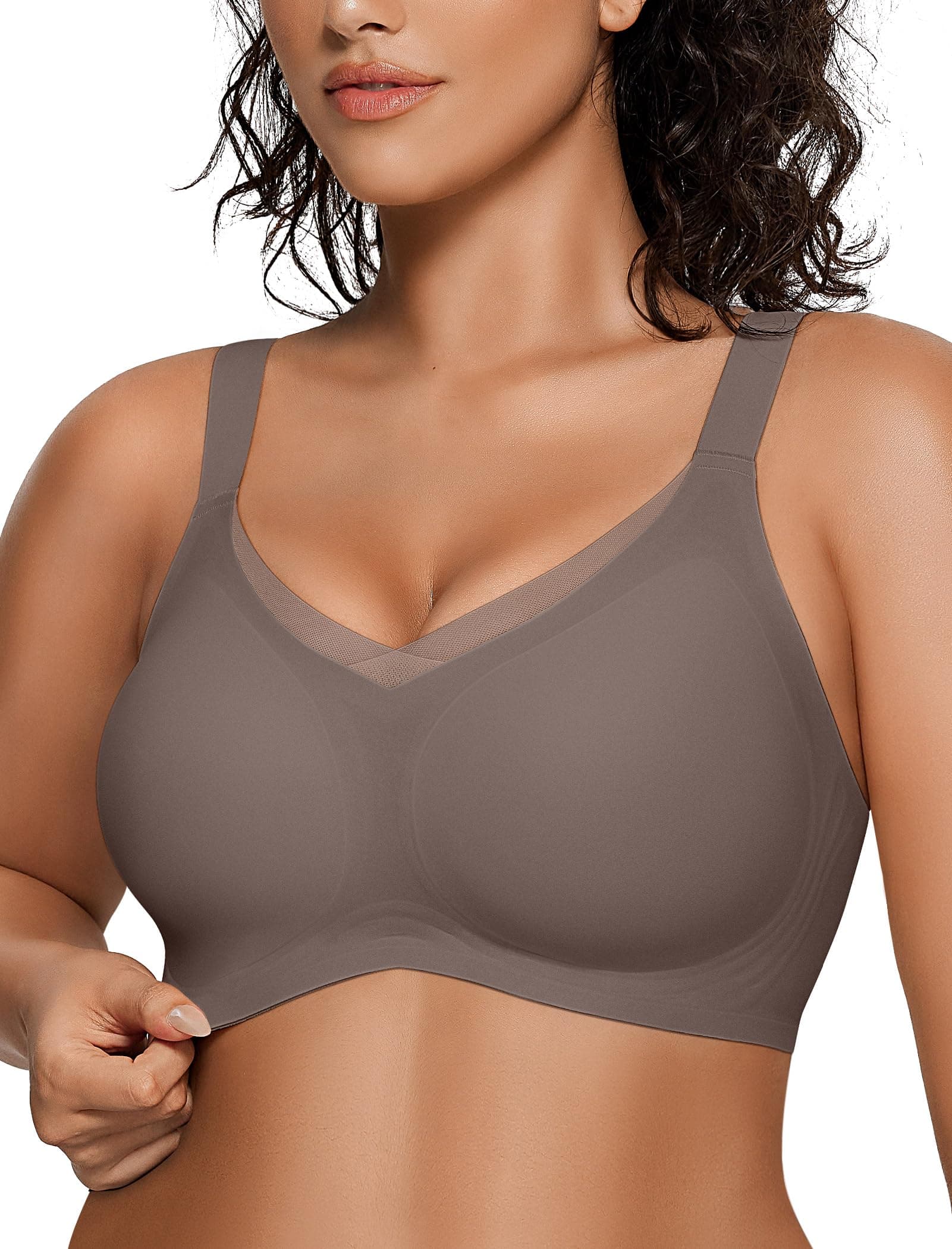 Womens Wireless Jelly Bras V Mesh Comfortable Bralette Supportive Tshirt Bra No Underwire Seamless Push Up Everyday Bras