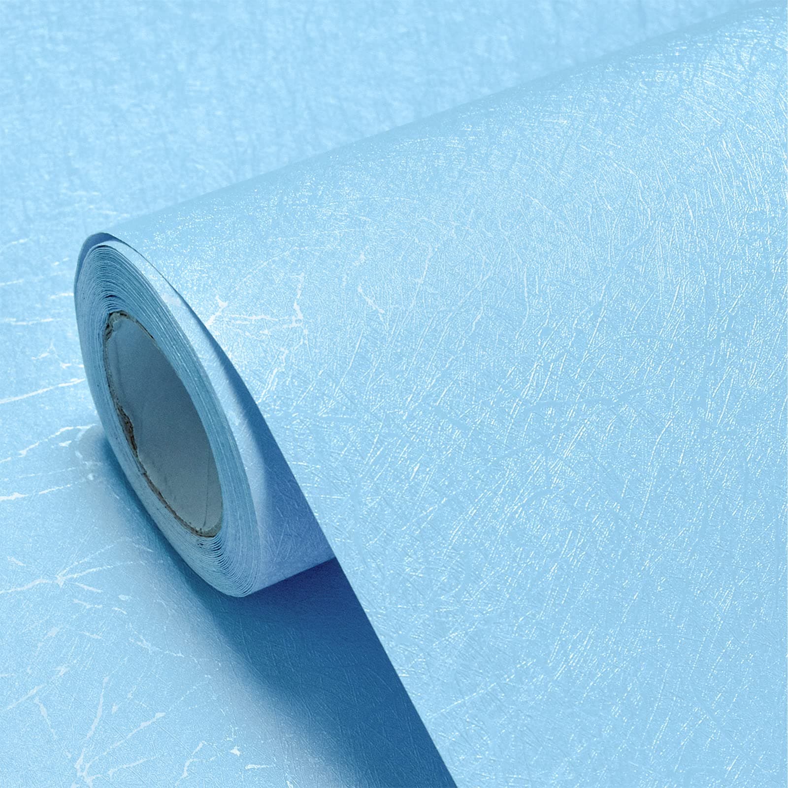 Cohoo Home Blue Peel and Stick Wallpaper Silk Solid Light Blue Contact Paper for Walls Embossed Textured Self-Adhesive Removable Wallpaper Bedroom Bathroom Waterproof Drawer Liner 15.7inW 393inL