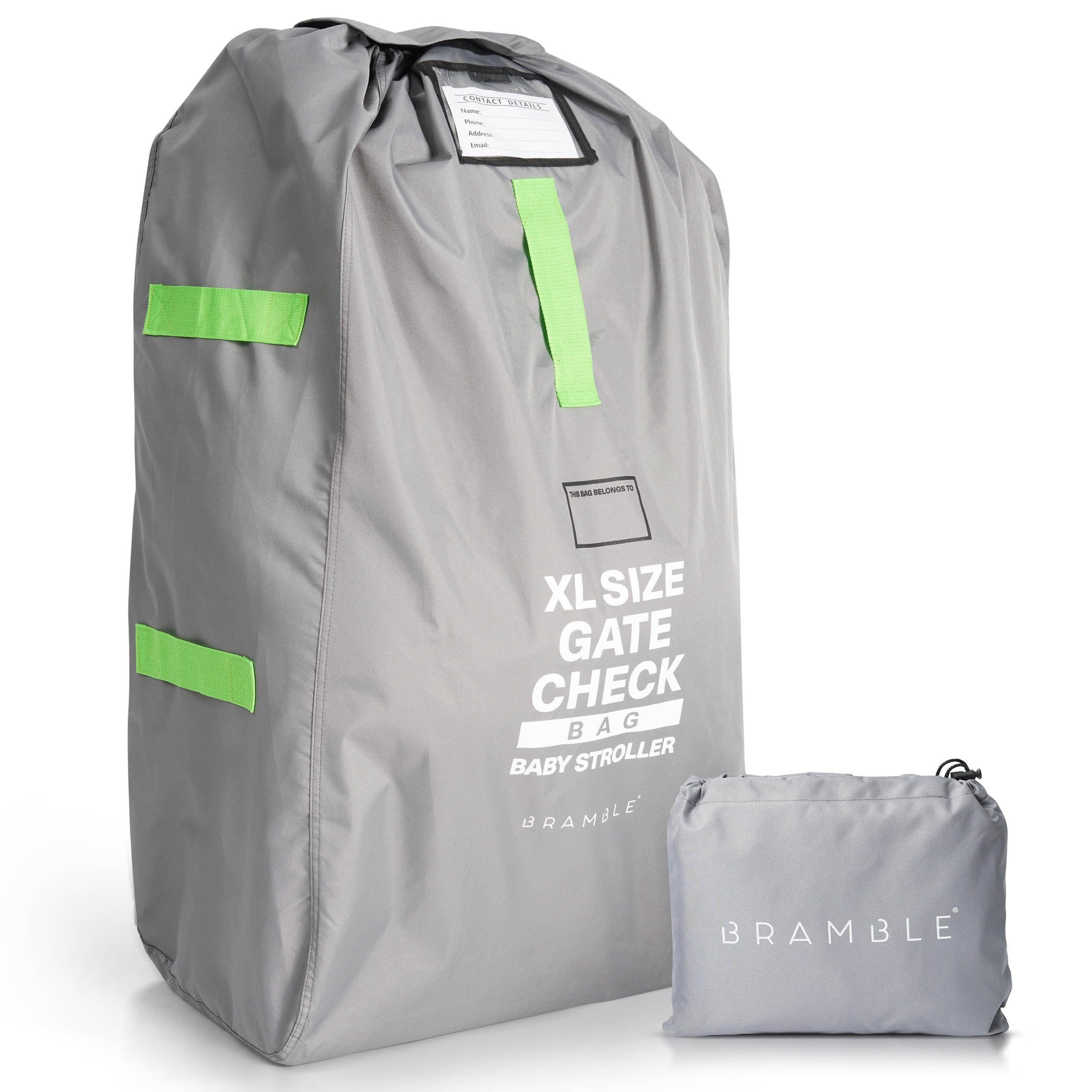 Bramble - Extra Large Gate Check Stroller Bag for Airplane Waterproof (120 x 60cm) | Padded Adjustable Strap | Backpack Stroller Storage Bag, Double Stroller Travel Bag for Single & Double Stroller