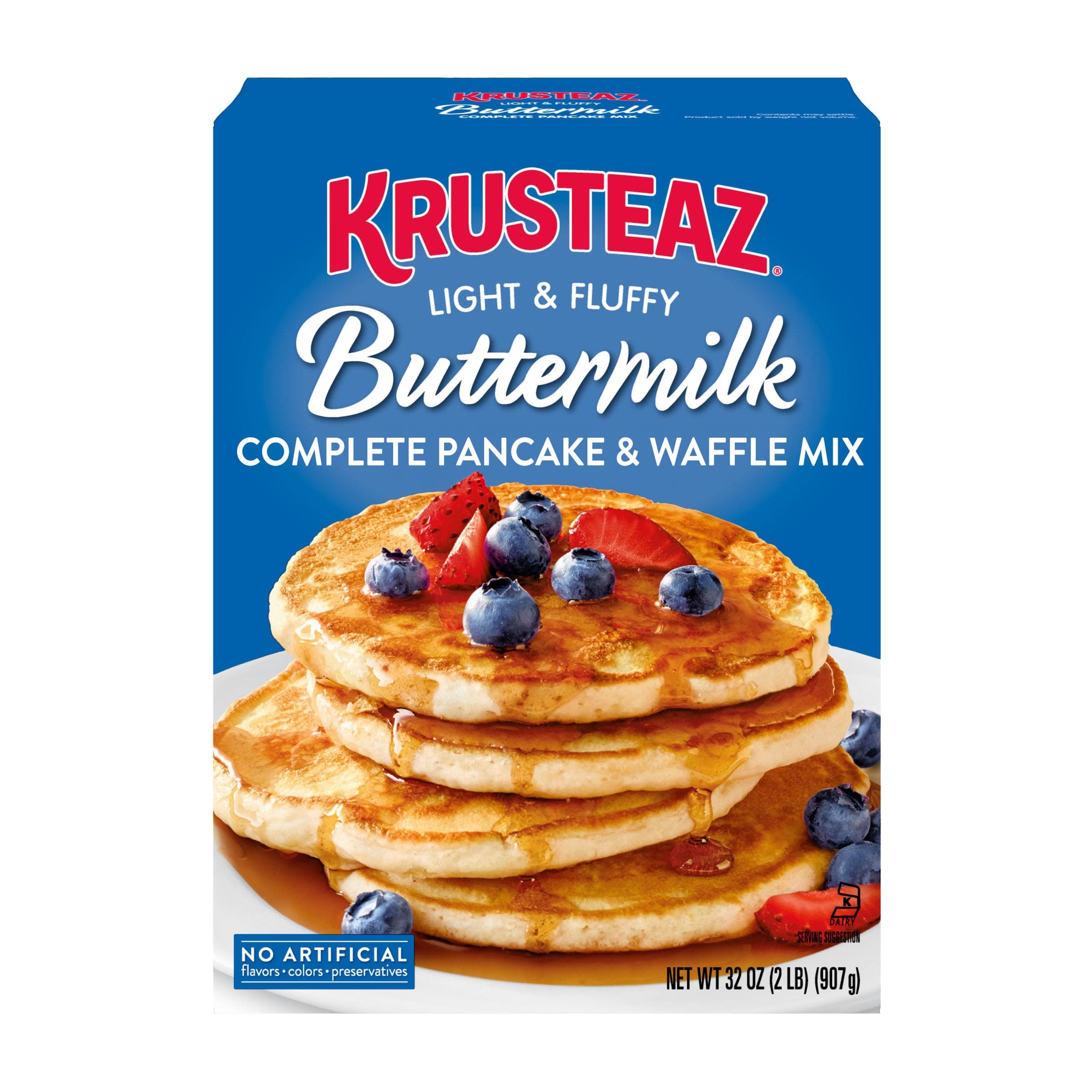 Light and Fluffy Buttermilk Complete Pancake Mix, Waffle and Pancake Mix, Just Add Water, 32 oz Box