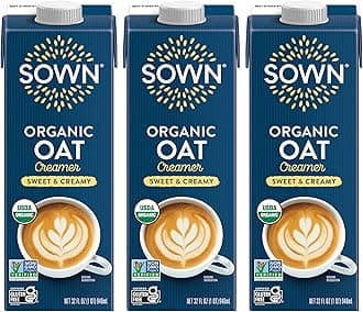 SOWN Organic Oat Creamer Sweet & Creamy - Barista Oat Milk Non Dairy Coffee Creamer - Plant Based, Dairy-Free, Vegan, Gluten-Free, Non-GMO, Shelf Stable - 32oz (Pack of 3)