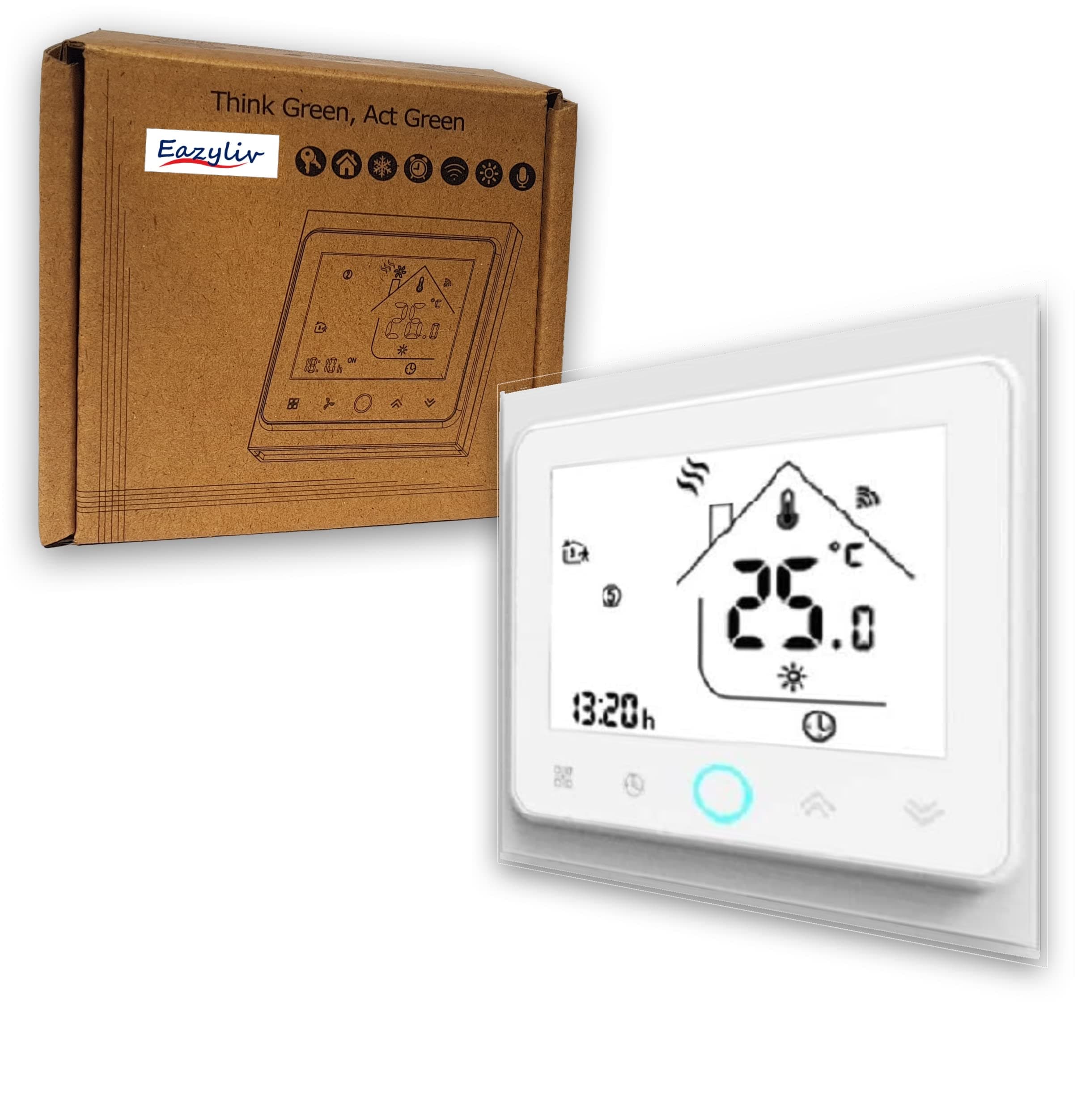 Tuya WiFi Smart Touch Screen Air Conditioner Thermostat Controller with Amazon Alexa Echo Google Home - 2 Pipe