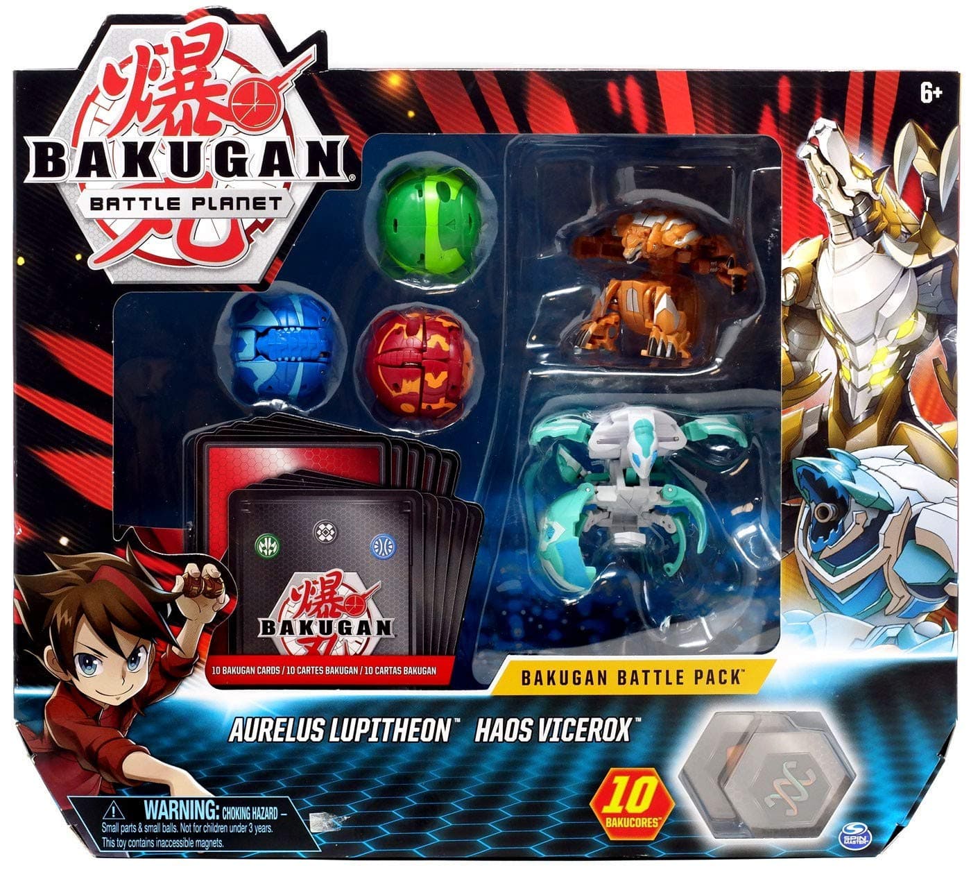 BAKUGAN, Battle Pack 5 Pack, Aurelus Lupitheon & Haos Vicerox, Collectible Cards & Transforming Creatures, for Ages 6 & Up