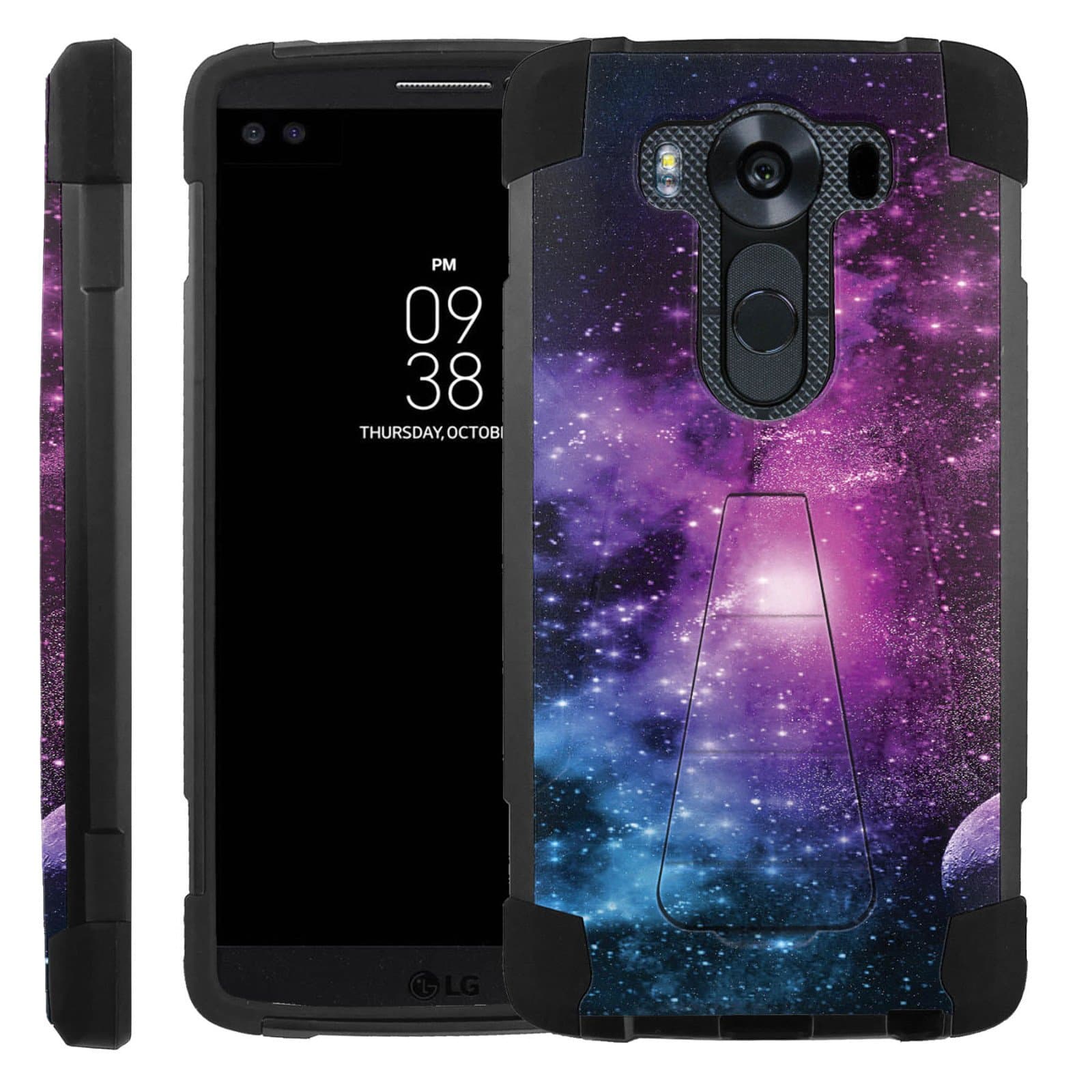 Purple Galaxy [Advance] Rugged [Duel Layer] Hybrid Hard Soft rubber Protective Case [Heavy Duty] Cover drops and impacts for LG V10