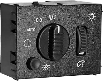 Headlight Switch Headlamp Dimmer Switch with Green LED Backlight | Fits 2003-2007 Chevy Silverado 1500 2500 3500 Suburban Tahoe Avalanche GMC Sierra Yukon Cadillac Escalade | Replaces#15194803 D1595G