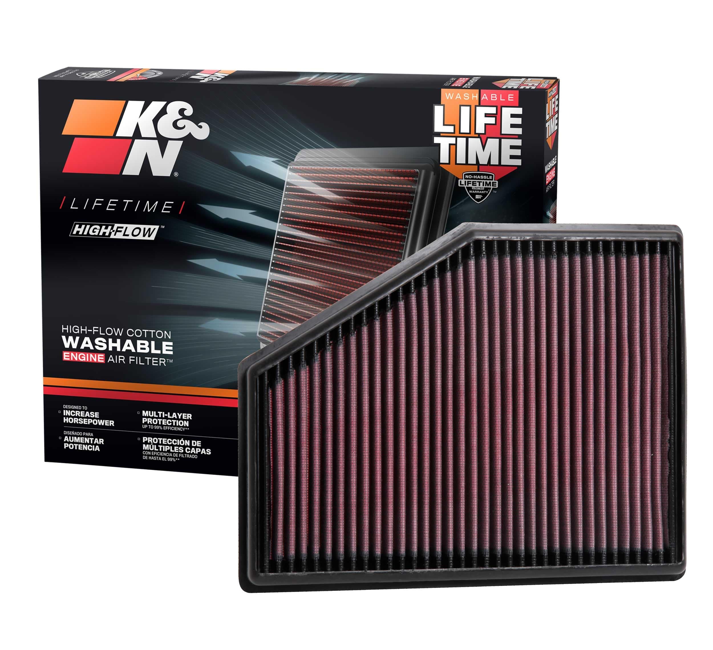K&N Replacement Air Filter suitable for BMW 5Series (G30G31) 6 GT 7Series (G11G12) X3 (G01) X4 (G02) X5 (G05) X7 (G07) (333079)
