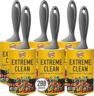 Scotch-Brite Extreme Clean Heavy Duty Lint Roller, Advanced Lint Removers for Larger Debris, Extra Sticky Lint Roller for Clothes, Pet Hair, Furniture, Cars, Offices, and More, 48 Sheets, 6 Pack