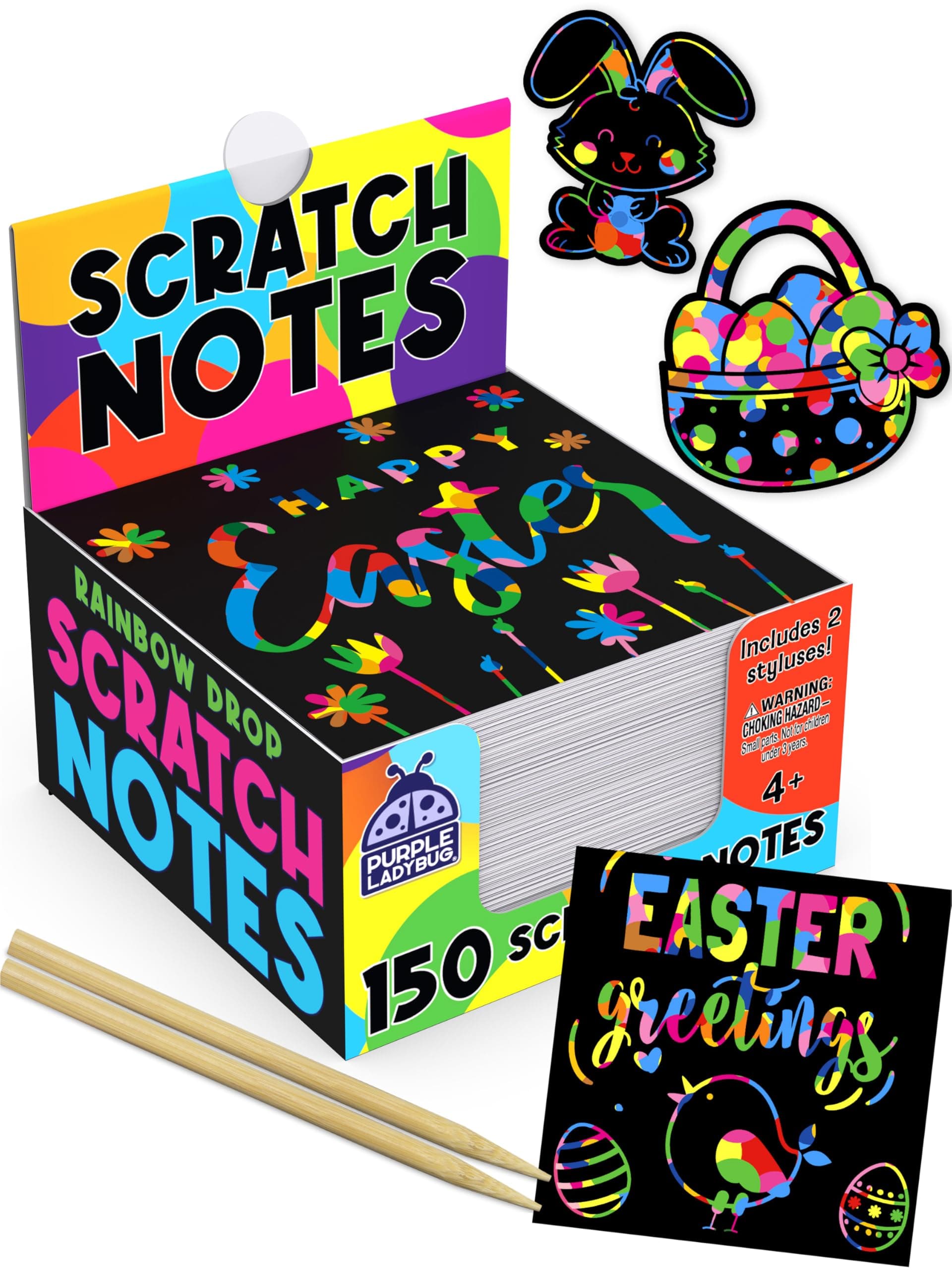 Rainbow Scratch Notes for Kids and Teens - Easter Gifts for Kids - 150 Sheets - Fits Small Gift Bags, Teen Boy & Teenage Girls Craft Activity Gift - Easter Crafts (Rainbow)