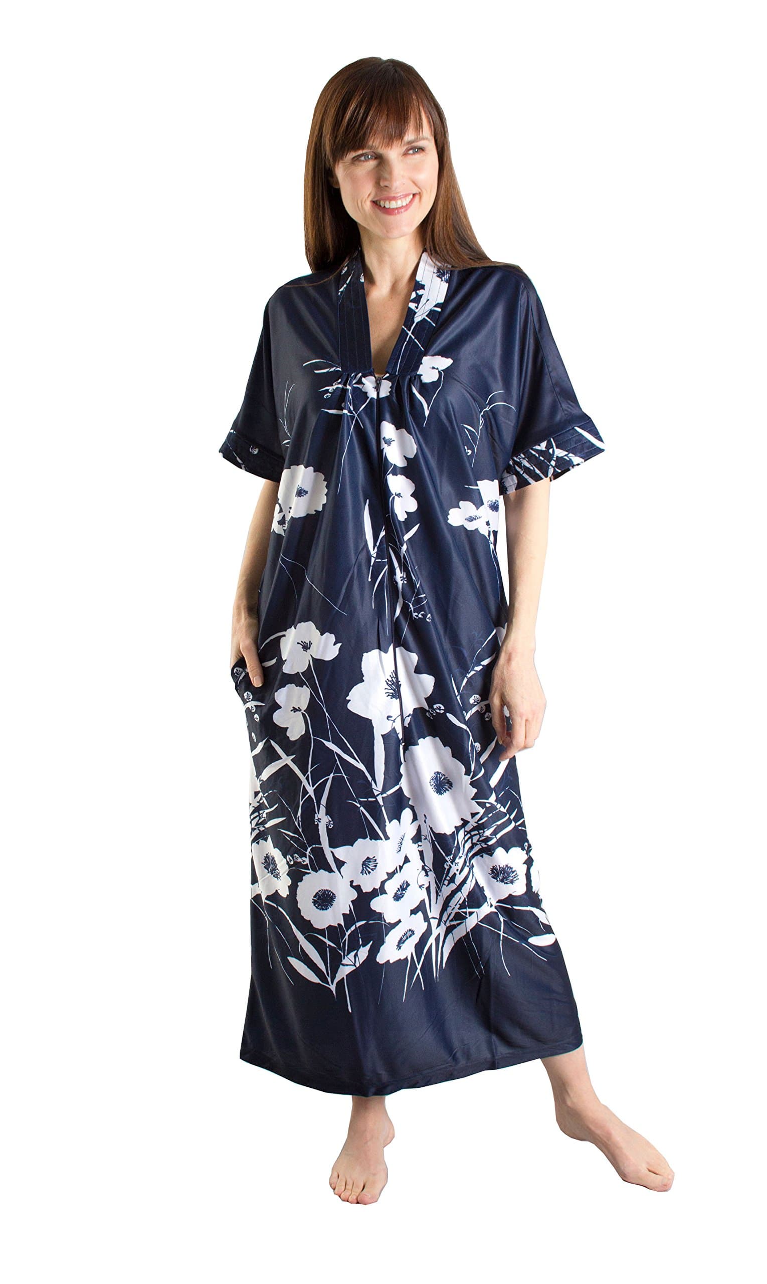 Flowing Dark Blue Kaftan With Long Front Zip - Sizes 8 - 36 (14)