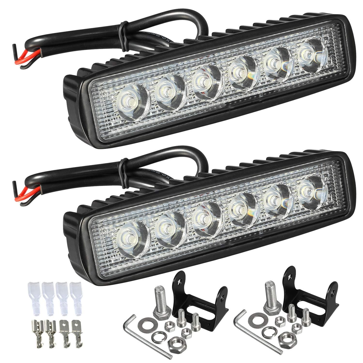 6" LED Light Bar White 36W 6500K Super Bright Spot Work Light Pods Single Row Off Road Driving Light Fog Light Boat Light Waterproof SUV ATV 4WD Car Truck Golf Cart 12V 24V IP67 (2pcs)