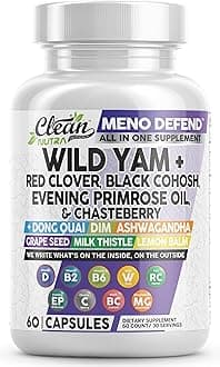 - Clean Nutra Wild Yam Root Capsules with Red Clover Black Cohosh Evening Primrose Oil Chasteberry Dong Quai DIM Ashwagandha Grape Seed Extract Milk Thistle Lemon Balm and more Hormone Balance For Women