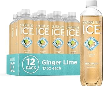 Ginger Lime Sparkling Water, Zero Sugar Flavored Water, with Vitamins and Antioxidants, Low Calorie Beverage, 17 fl oz Bottles (Pack of 12)