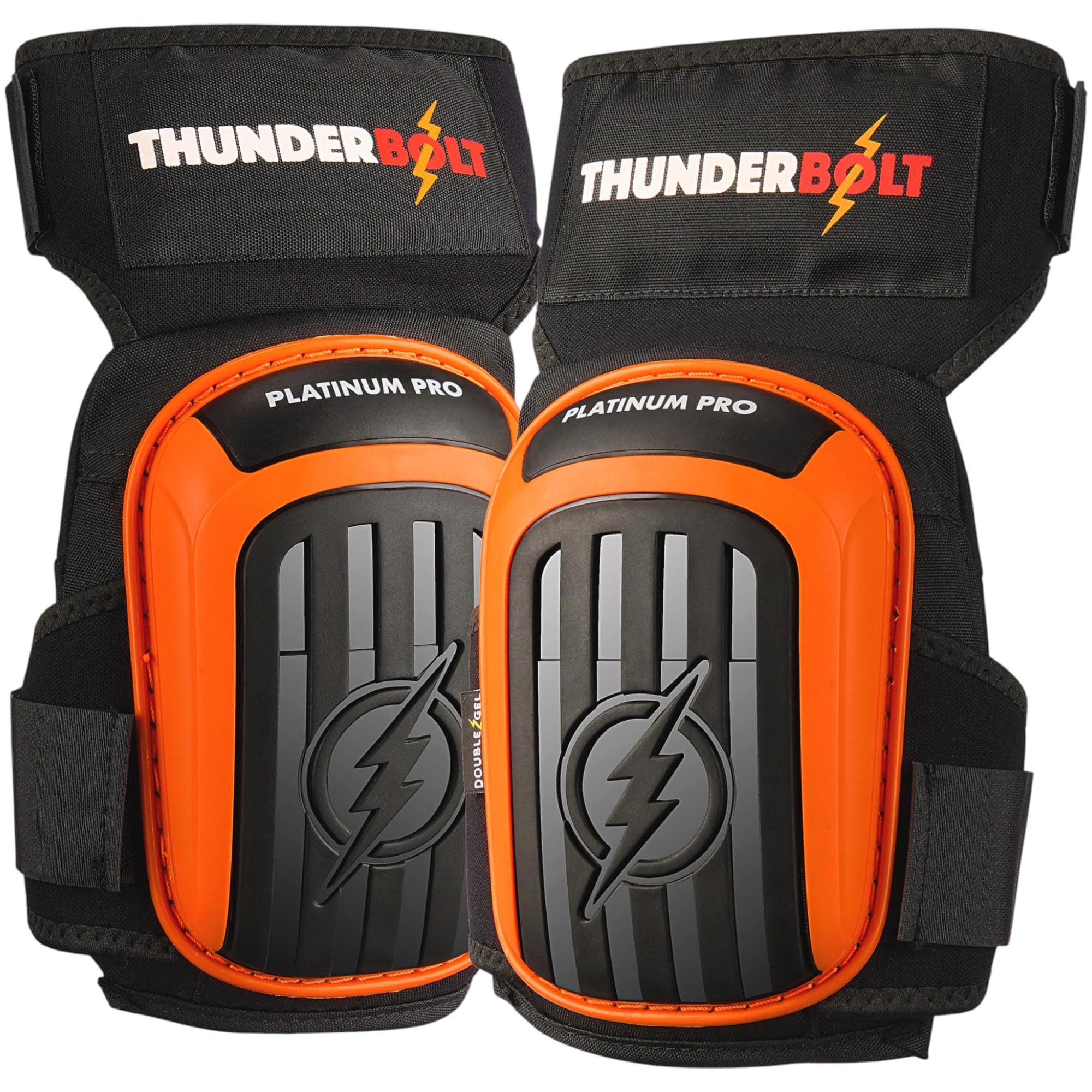 Thunderbolt Knee Pads for Men Construction Knee Pads for Work for Men and Women with Double Gel for Gardening Flooring Roofing Heavy Duty with Extra Thick Foam and Strong Adjustable Non-Slip Straps