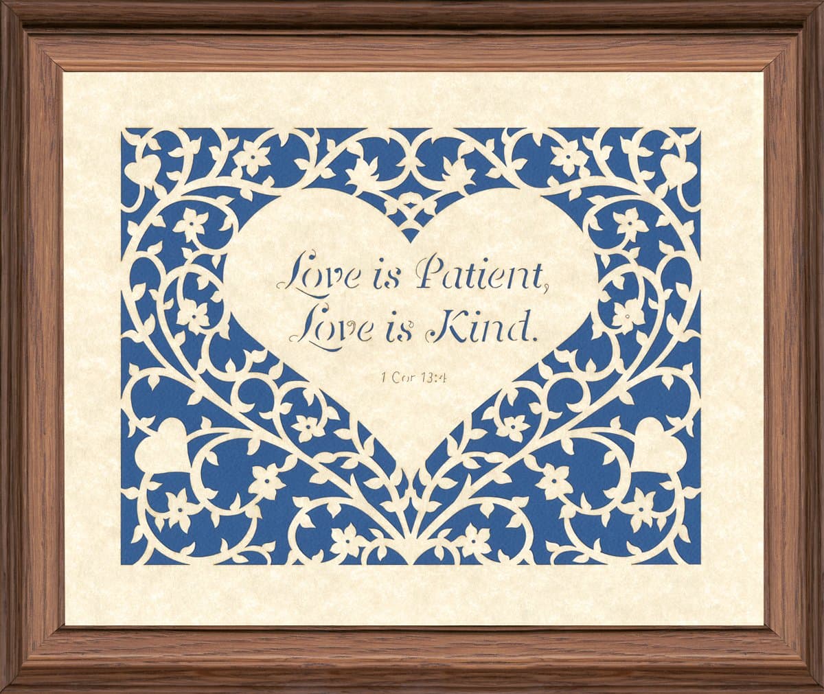 Love is Patient Scripture Laser Cut Parchment Paper Framed Art Gift of Motivational Verses for Wedding, Anniversary, Valentine’s Day, and Housewarming 1 Corinthians 13: 4-8