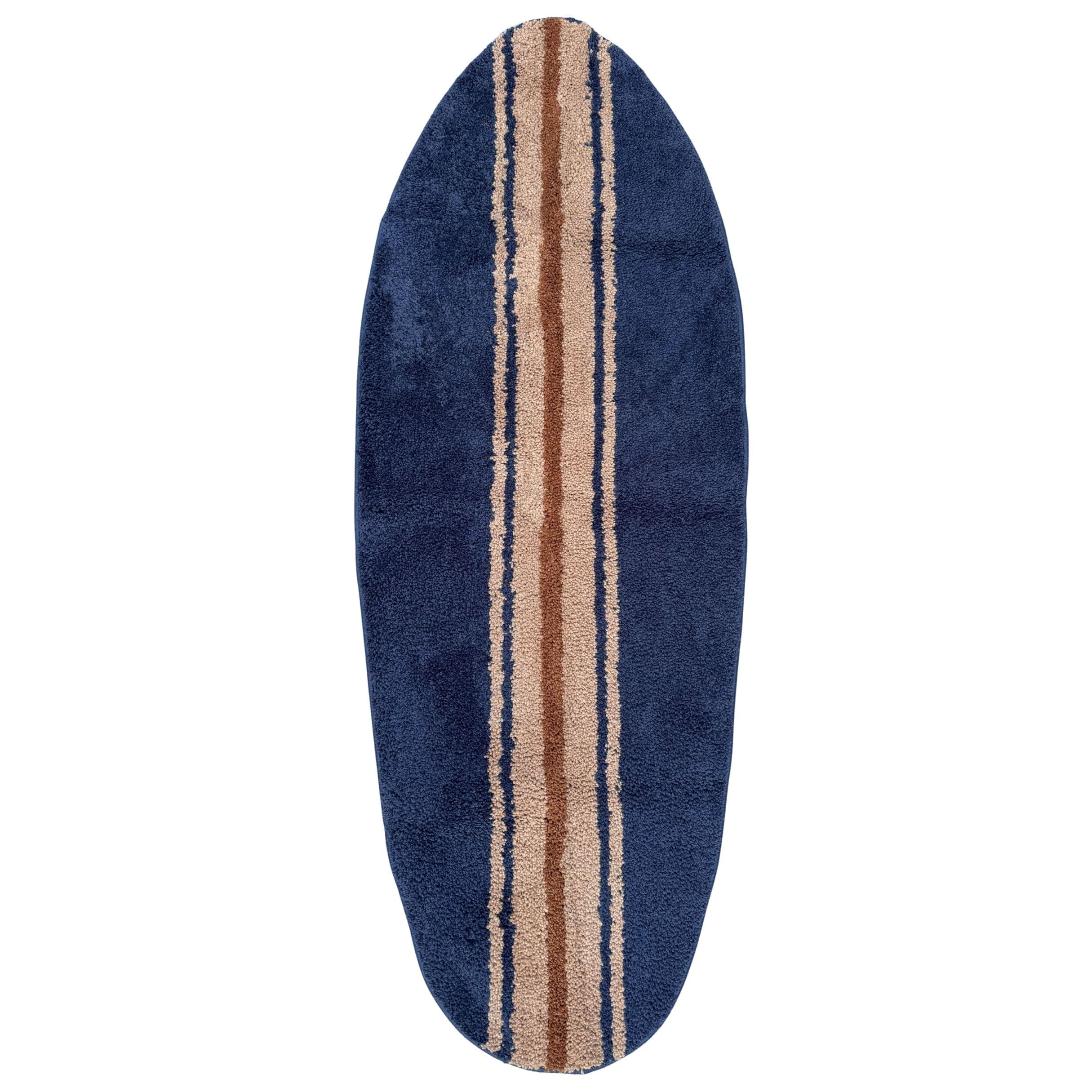 New 5 ft Blue and Tan Surfboard Shaped Rug Machine Washable mat