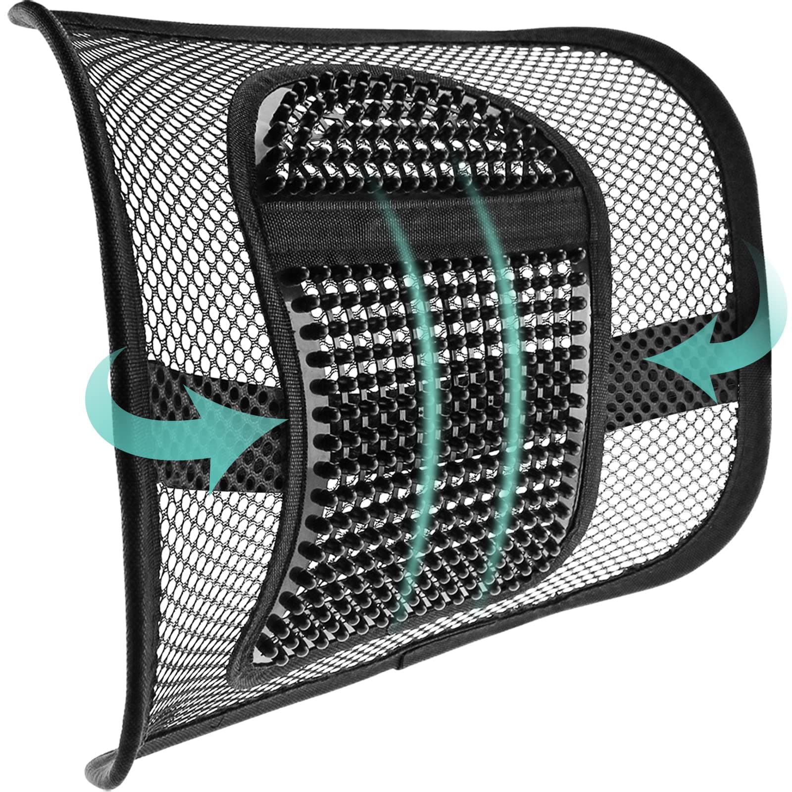 m zimoon Mesh Back Support, support for office chair,Ergonomic Lumbar Cushion with Elastic Strap Massage Rest Chair Car Seat Home Travel, Relieve Pain, Black, 1 Pieces