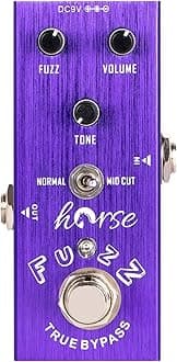 Fuzz Pedal, Horse Electric Guitar Effects Pedals Mini Single Type DC 9V True Bypass (Light Purple)