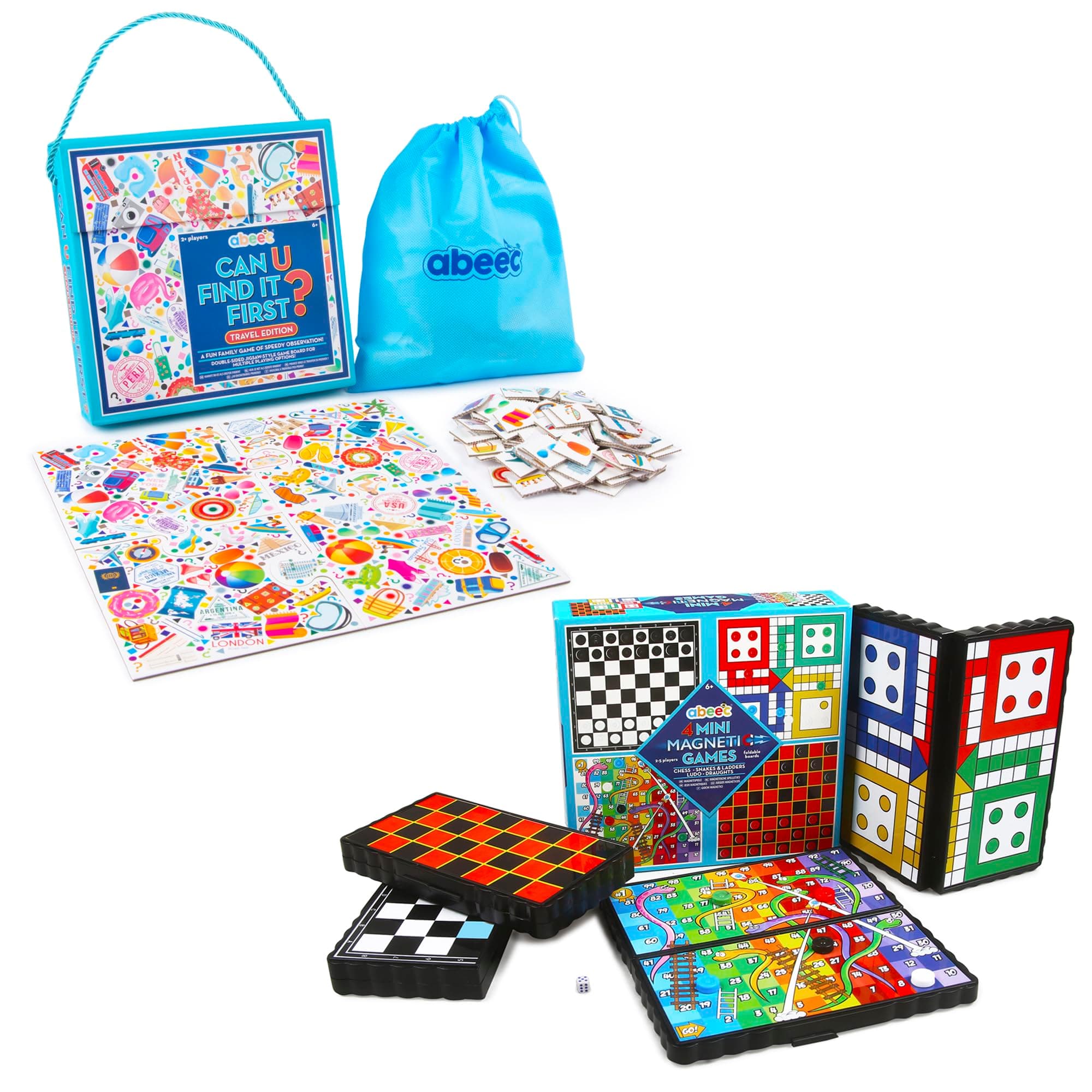 Sponsored Ad – abeec Travel Game Pack For Kids, Includes 4 Mini Magnetic Games & Can U Find It First? Perfect Games For Planes, Travel, Car Trips