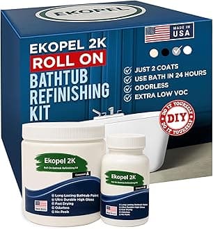 Ekopel Roll On Bathtub Refinishing Kit - Odorless Ultra Durable Grey Gloss - Never Peel Technology - Made in The USA - Grey One Coat/Touch up