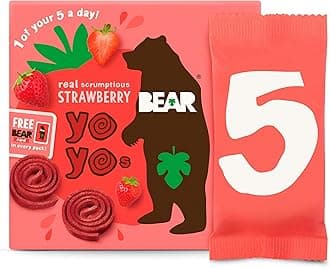 BEAR Strawberry Yoyos - Dried Fruit Rolls - Healthy - Vegan - 20g (5 packs)