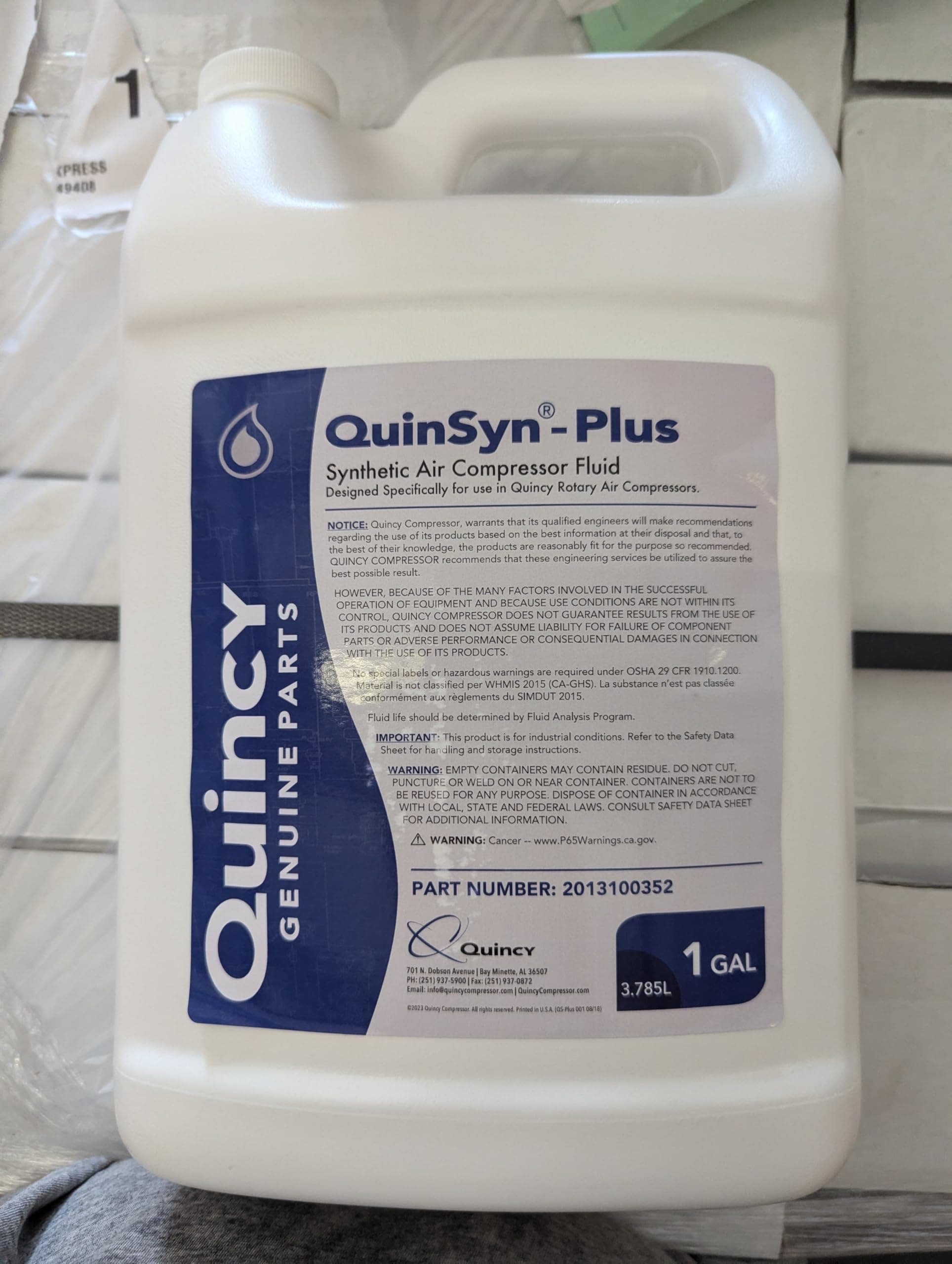 QuinSyn-Plus Synthetic Air Compressor Fluid, 1 Gallon