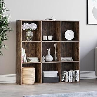 Vida Designs Durham Cube Bookcase Storage Organiser Living Room Bookshelf Home Office Furniture (9 Cube, Dark Wood)
