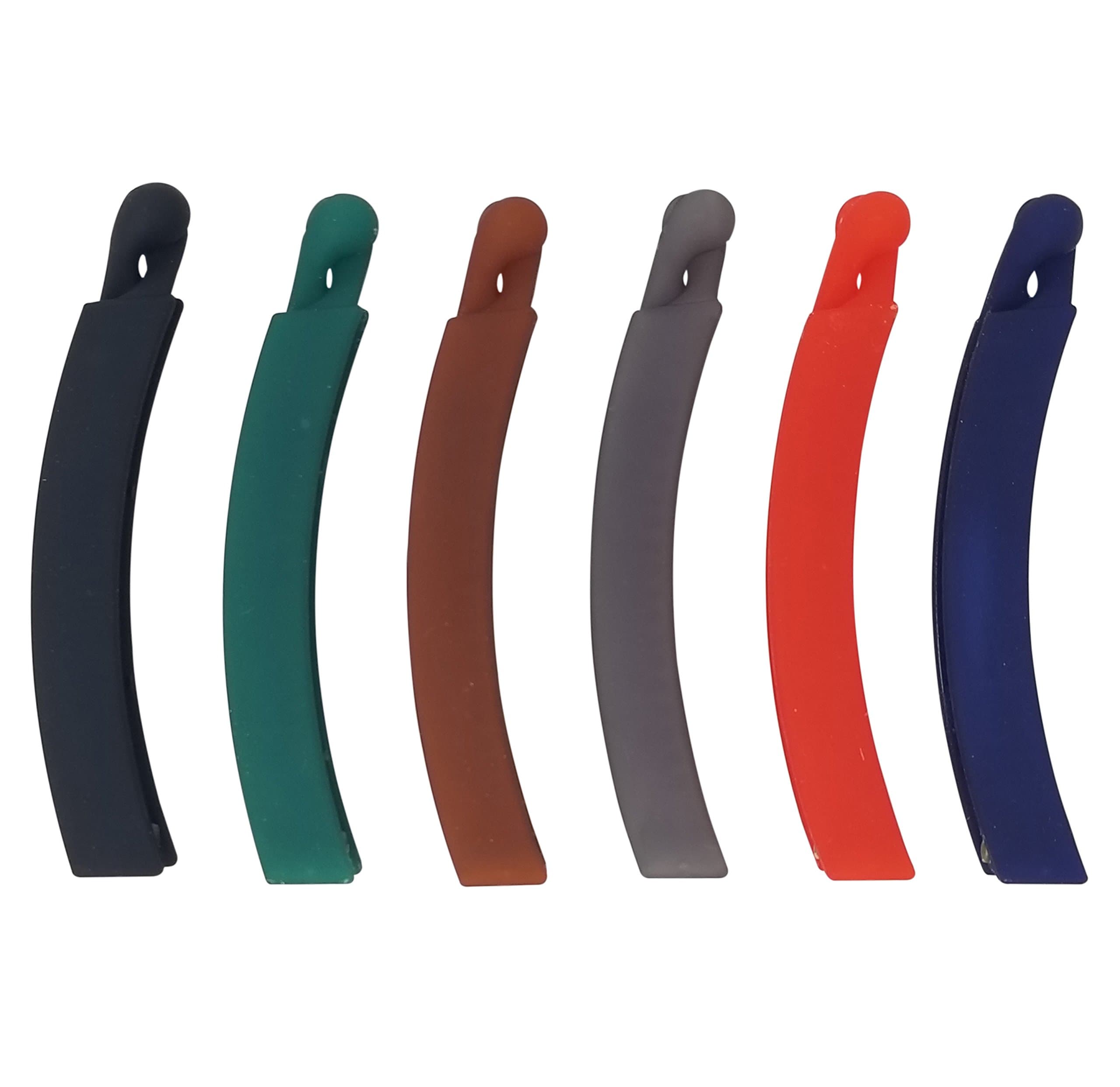 Evogirl Banana Clips Curved Shaped Matte Basic Colors, Medium Size (Pack of 6)
