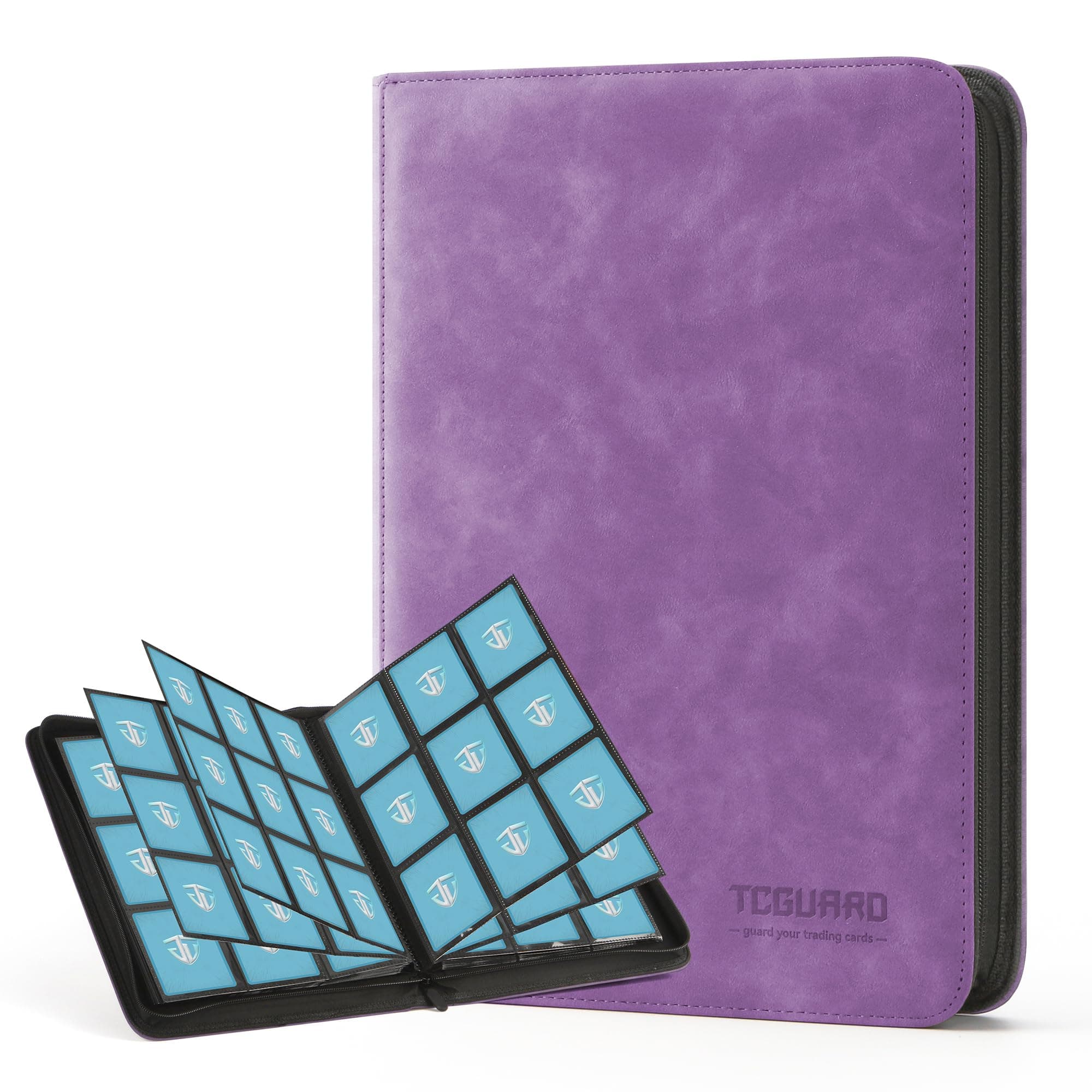 Trading Card Binder, 9 Side Loading Pocket Card Album Hold Up to 540 Cards, Zipper Binder for Cards Collection, TCG Card Holder for Game Card, Sports Card, Yugioh, MTG etc.（Purple）
