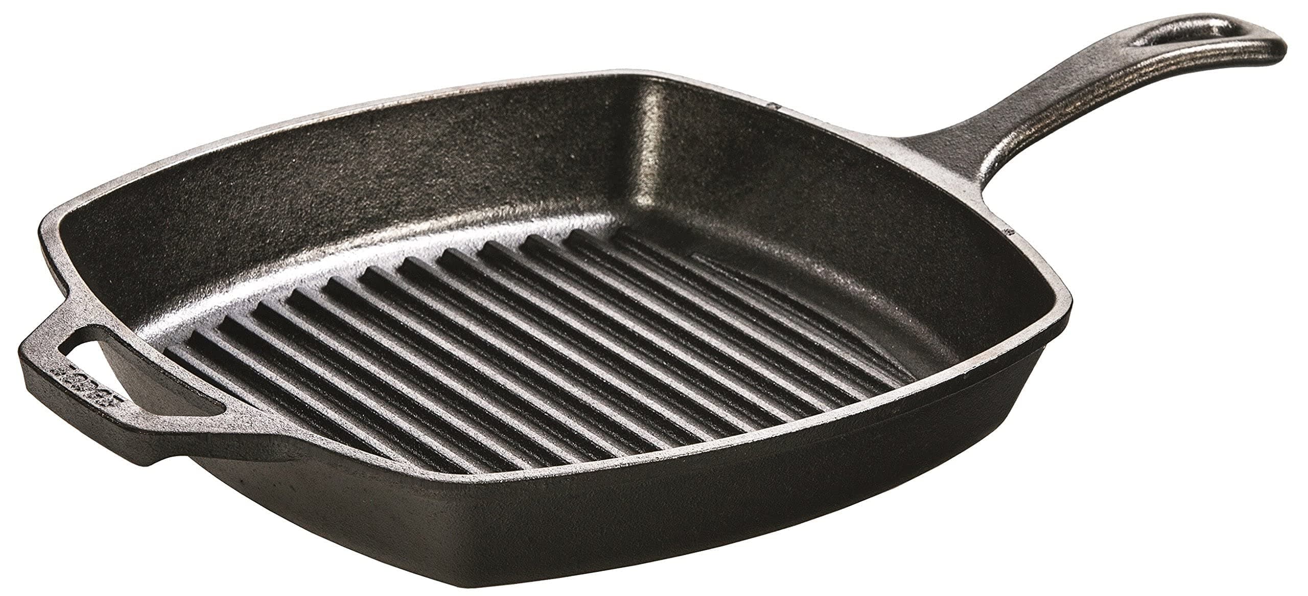 Lodge Square Cast Iron Grill Pan - Pre-Seasoned Square Skillet - Ridged Burger Grill Pan - Even Heat Distribution - PFAS-Free Non-Toxic Cookware - 10.5 Inches