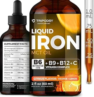 Liquid Iron Supplement for Women and Men - Iron Drops with B6, B9, B12, Vitamin C for Anemia, Blood Builder, Folate for Red Blood Cell and Immune Support MCT Oil (2 FL OZ, Cirtruc)