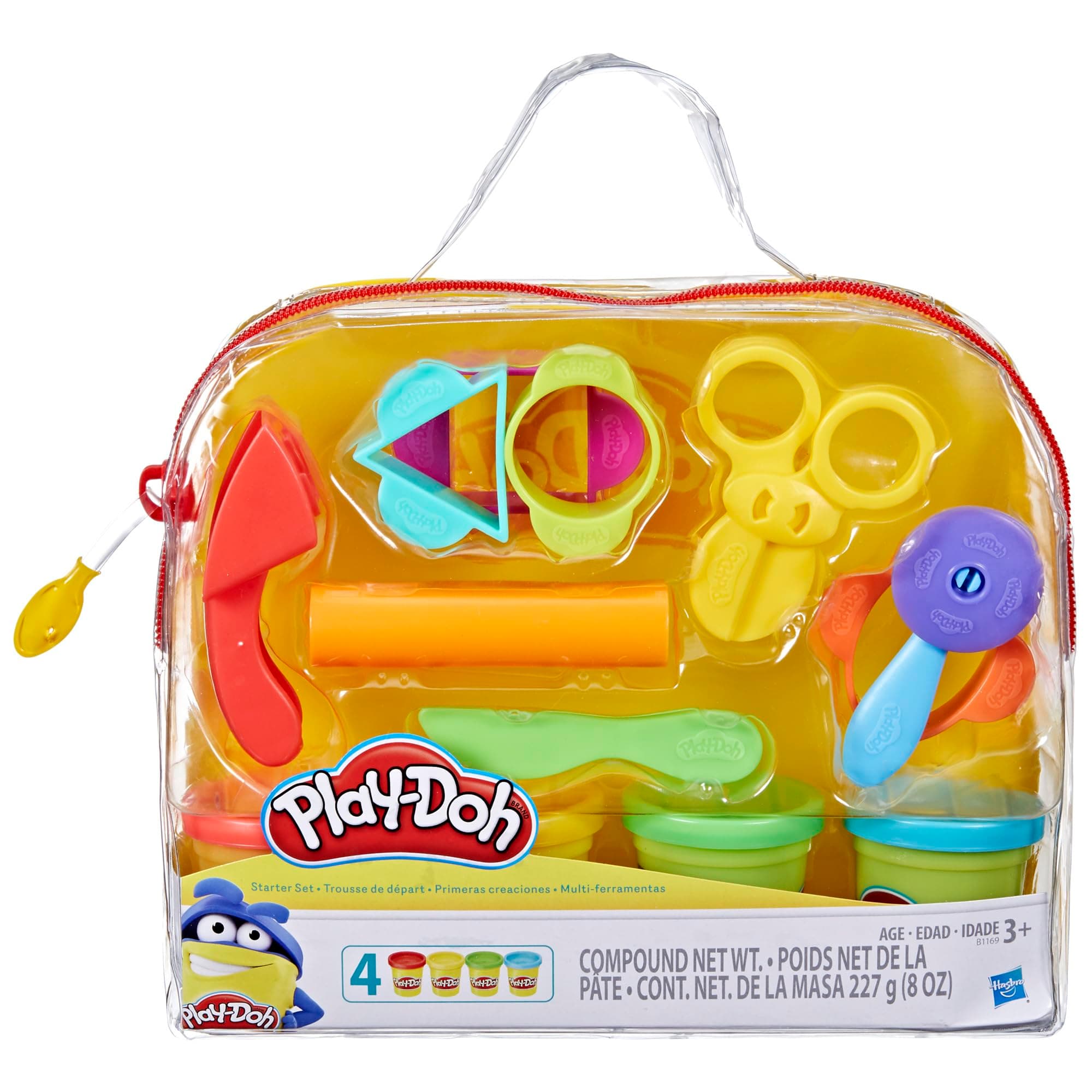 Play-Doh Starter Set 9-Piece Kit with Storage Tote & 4 Modeling Compound Cans, Arts and Crafts for Kids, Back to School Classroom Supplies, Preschool Toys, Ages 3+