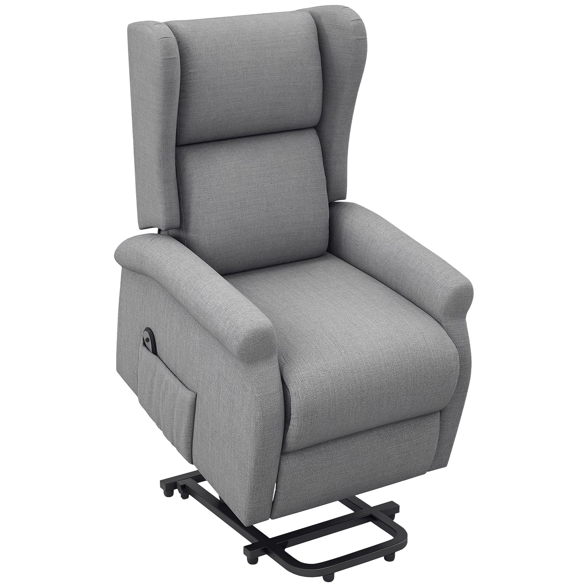 HOMCOM Power Lift Recliner Armchair, Electric Lift Chair for Elderly, Fabric Riser and Reclining Chair with Remote Control, Side Pockets, Extended Footrest, for Living Room, Grey
