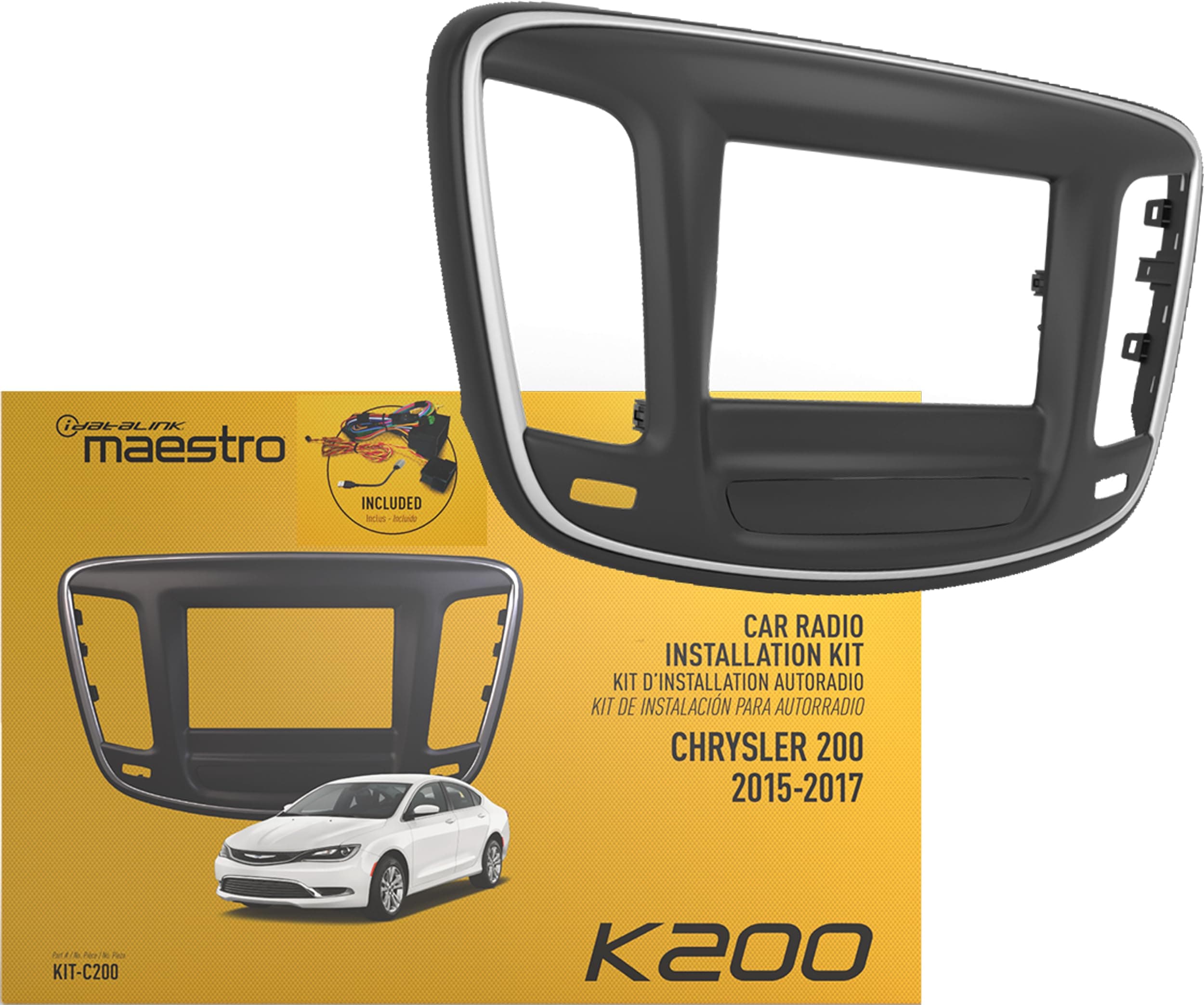Maestro KIT-C200 Dash Kit, USB Adaptor and T-Harness for 2015 and up Chrysler 200
