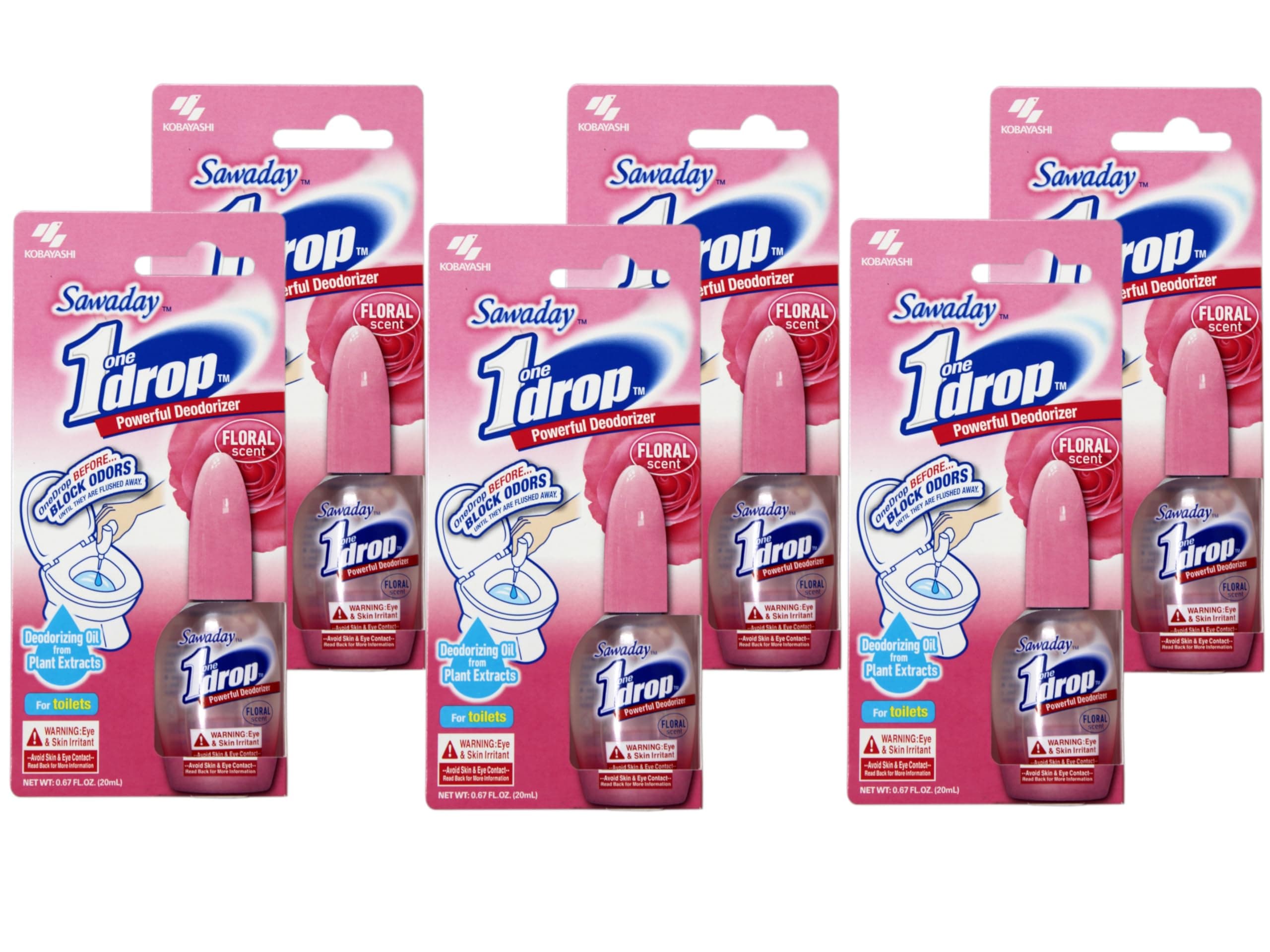 One-Drop Powerful Deodorizer, Floral Scent 0.67 Ounce 6 Pack