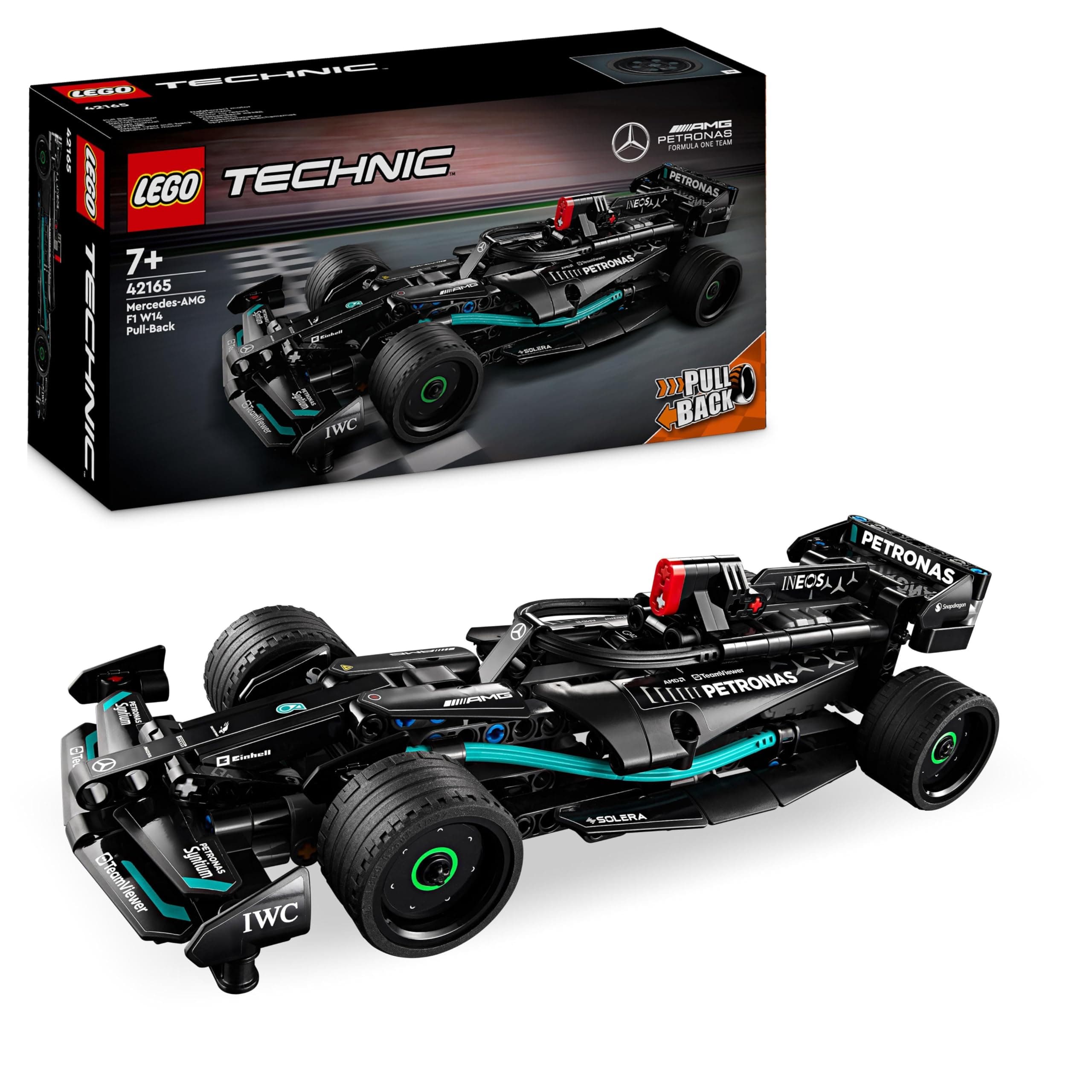 Technic Mercedes-AMG F1 W14 E Performance Pull-Back, Model Race Car Toy for 7 Plus Year Old Boys & Girls, Kids Toy Vehicle Set with Authentic Details, Desk Decor Accessory 42165