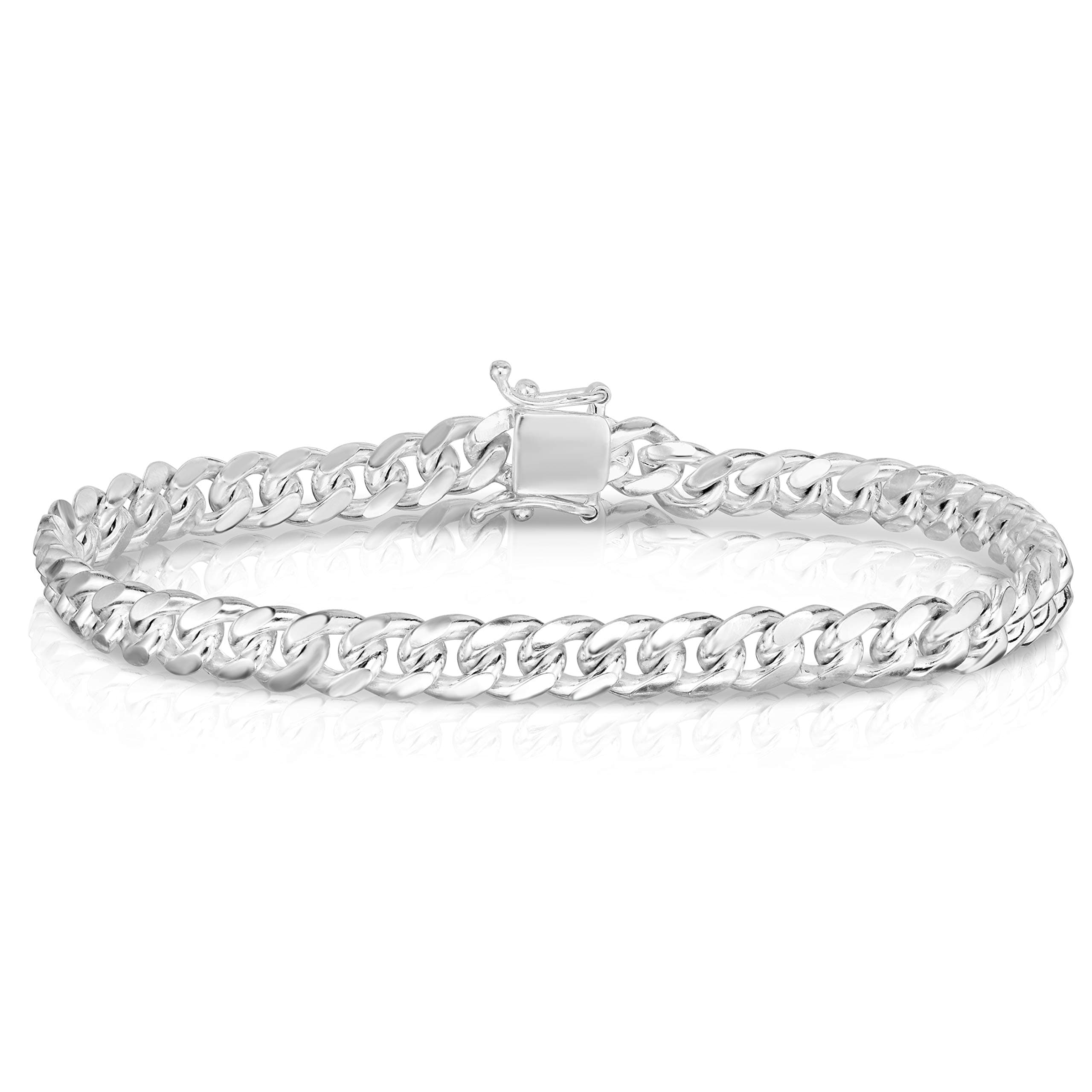 ARGENTO REALE 925 Sterling Silver Solid 6.25MM-12.25MM Miami Cuban Bracelet for Men - Sterling Silver Link Bracelet For Men, Mens Link Bracelets 8 8.5, 9
