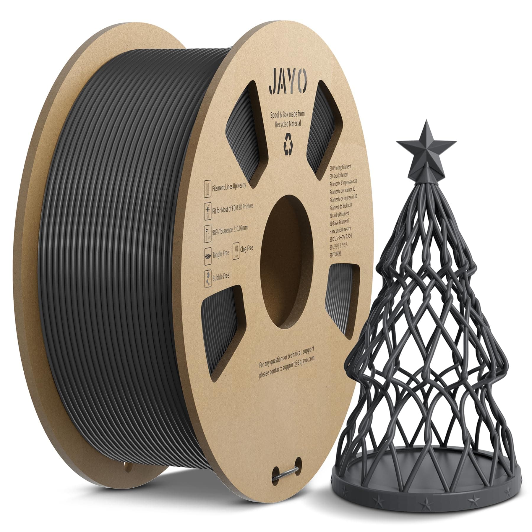 JAYOAntiString PLA Filament 1.75 mm, APLA 3D Printer Filament for Fast Printing, Less Threading, Neatly Wound Filament PLA Dimensional Accuracy +/- 0.02 mm, 1.1 kg Spool (2.42 lbs), APLA Grey