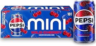 Pepsi Wild Cherry Cola Soda Pop Mini Cans, 7.5 Ounce Mini Cans (10 Pack) (Packaging May Vary)​