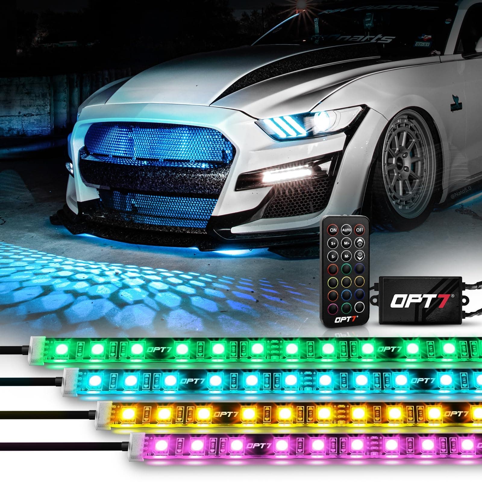 Grille Kit Opt7 Aura 4Pc Led Lighting Kit For Grille 12 MultiColor Strips