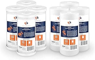 Aquaboon 5 Micron 10 x 4.5 Whole House Water Filters Cartridges Replacement Set of Carbon & Sediment Filters Compatible with FXHTC, DGD-5005, 8 Pack