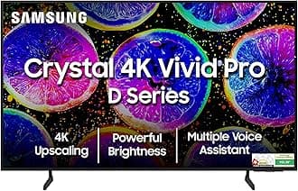 Samsung 108 cm (43 inches) D Series Brighter Crystal 4K Vivid Pro Ultra HD Smart LED TV UA43DUE77AKLXL (Black)