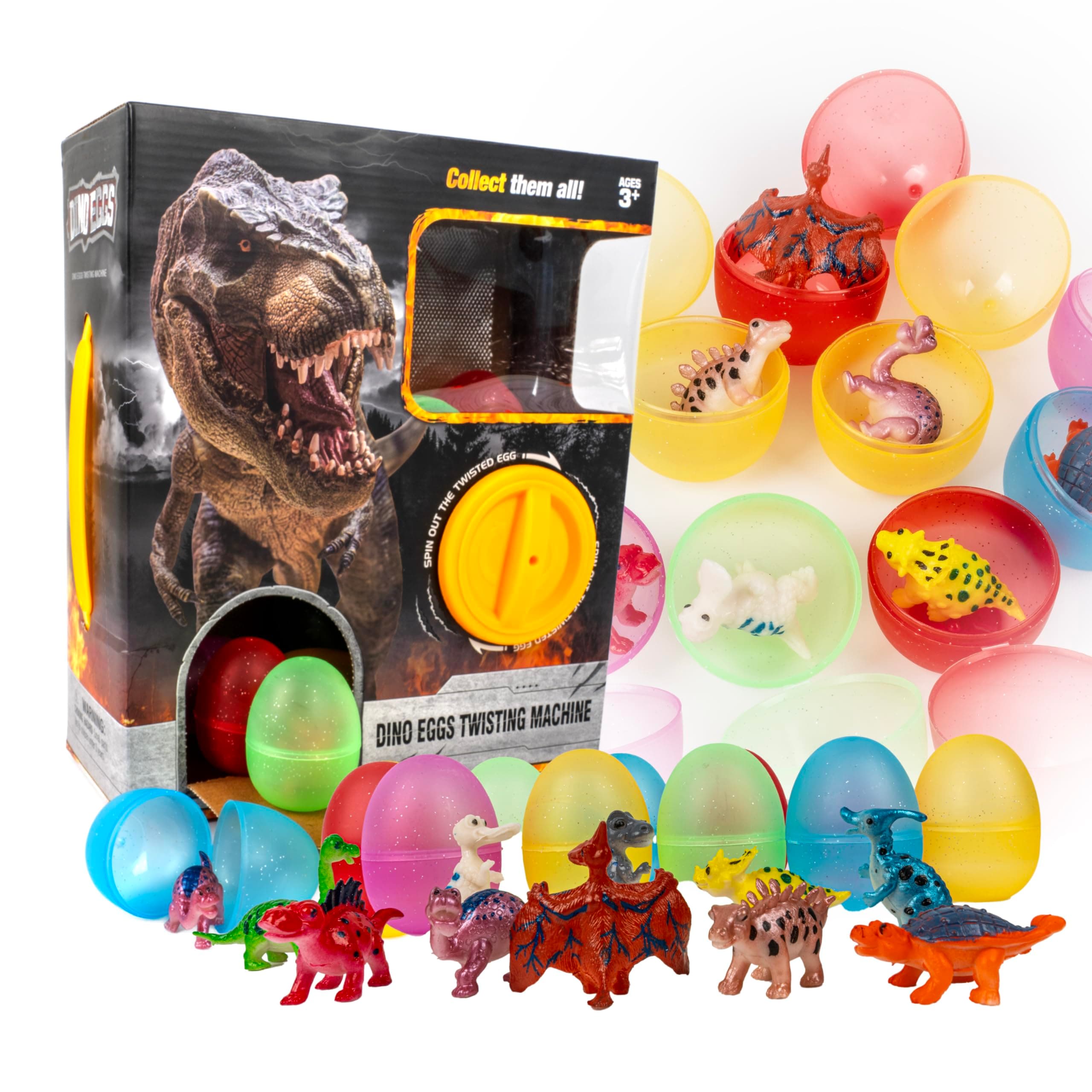 Bambibo Dinosaur Eggs With Dinosaurs Inside - 10 Pcs, Dino Eggs Twisting Machine | Surprise Eggs With Toys Inside | Dinosaur Easter Eggs With Dinosaurs Inside | Surprise Dino Egg Hunt Toy (10 Eggs)